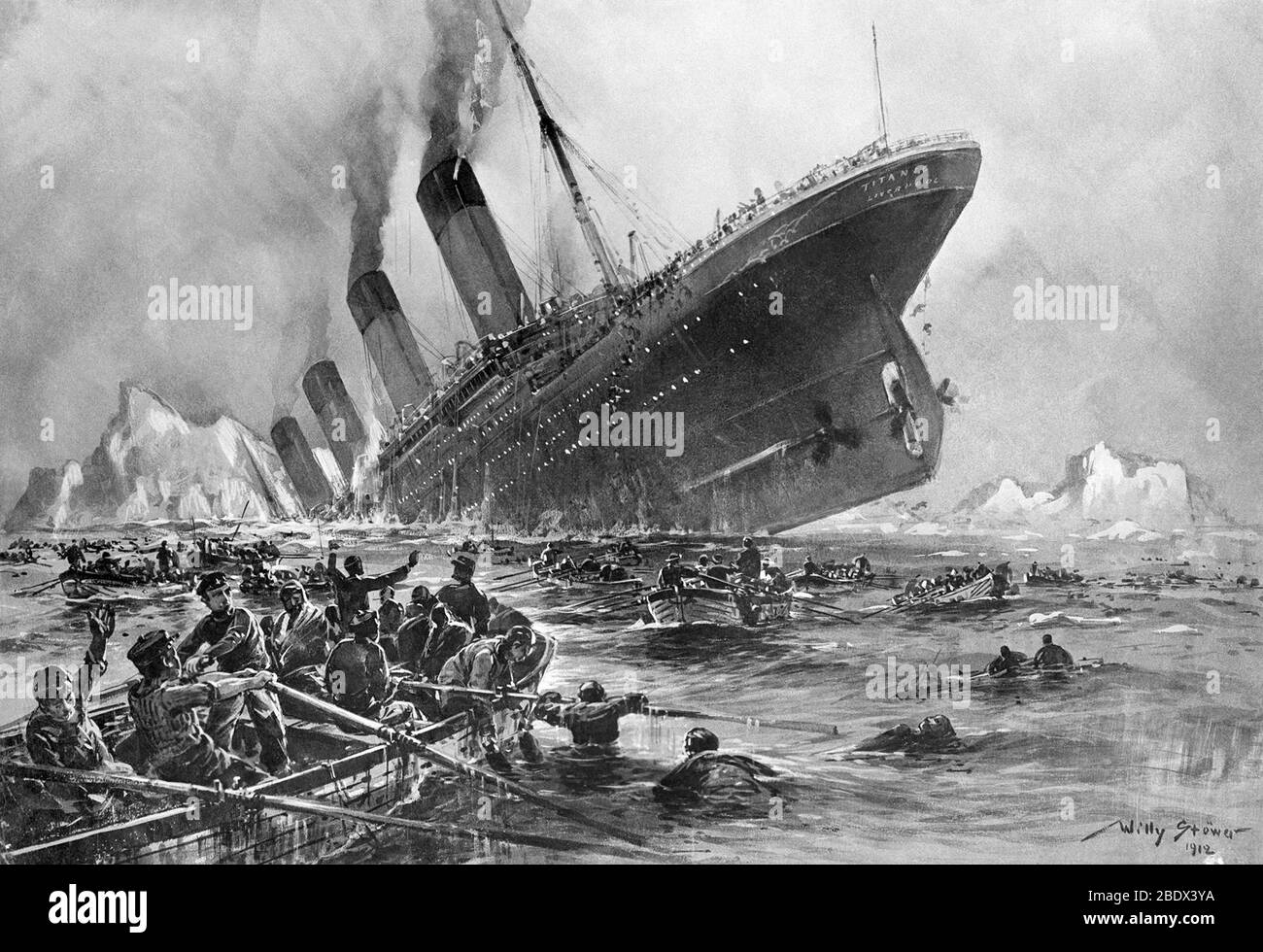 Sinking Titanic RMS, 1912 Banque D'Images