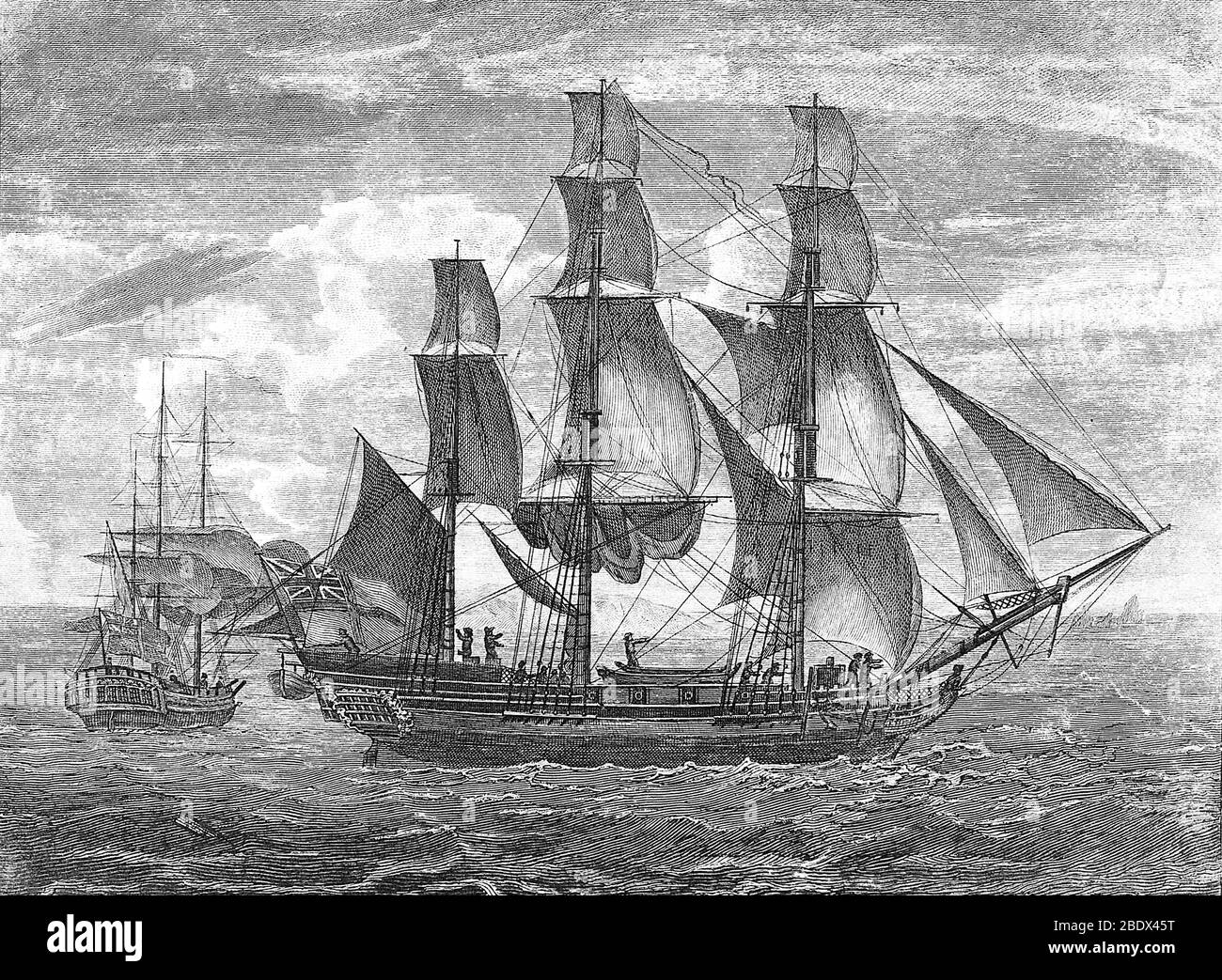 Capitaine James Cook, HMS Endeavour, 1768 Banque D'Images
