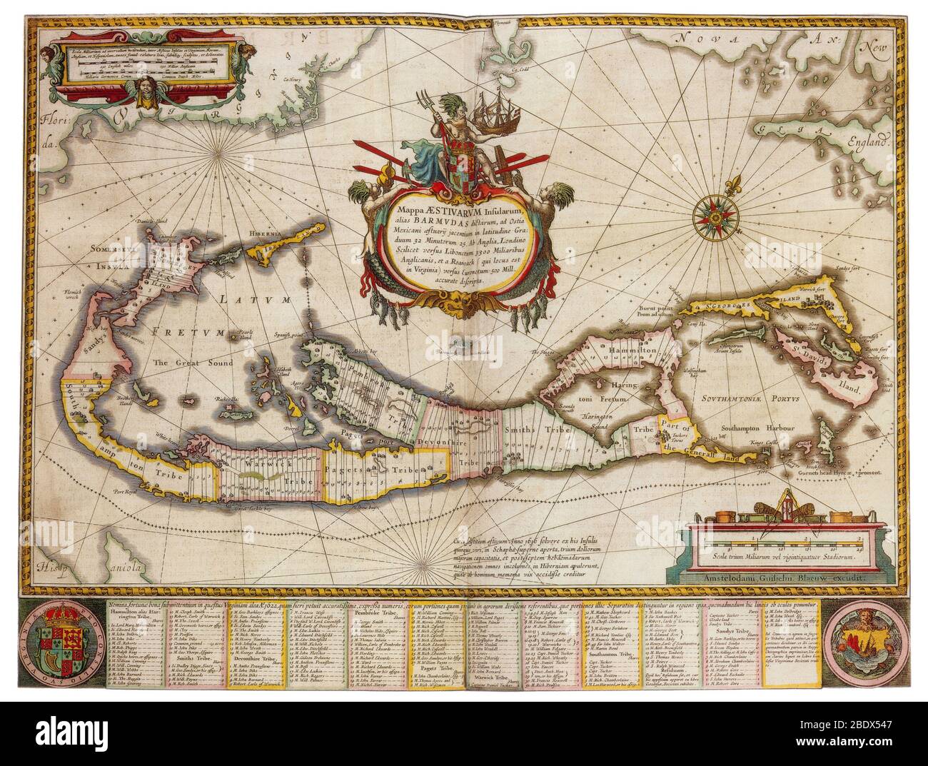 Joan Blaeu, carte des Bermudes, XVIIe siècle Banque D'Images