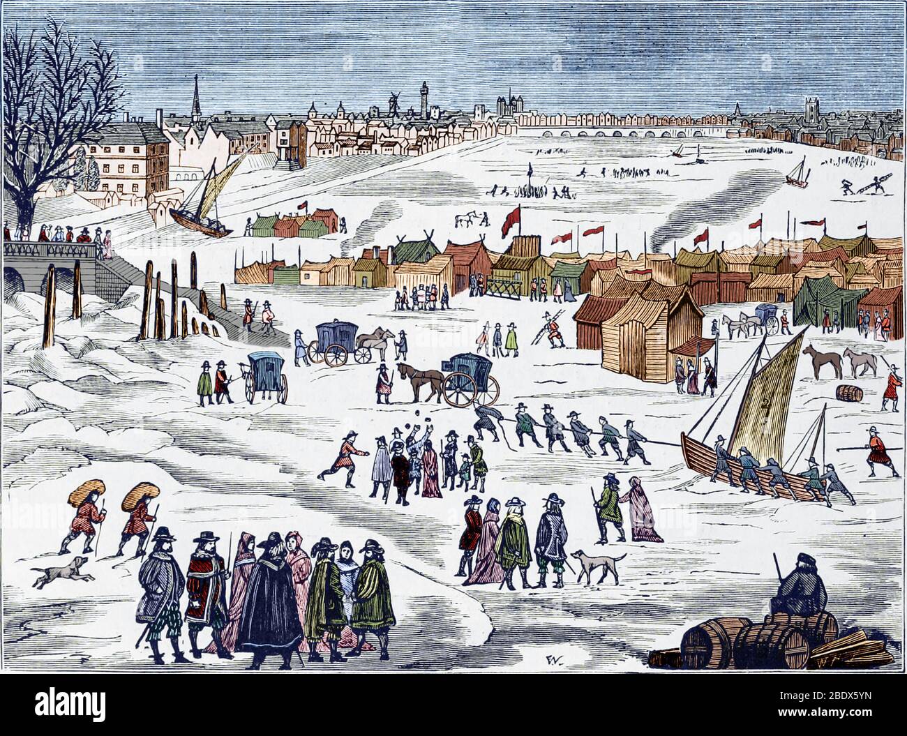 Thames Frost Fair, Little Ice Age, 1684 Banque D'Images