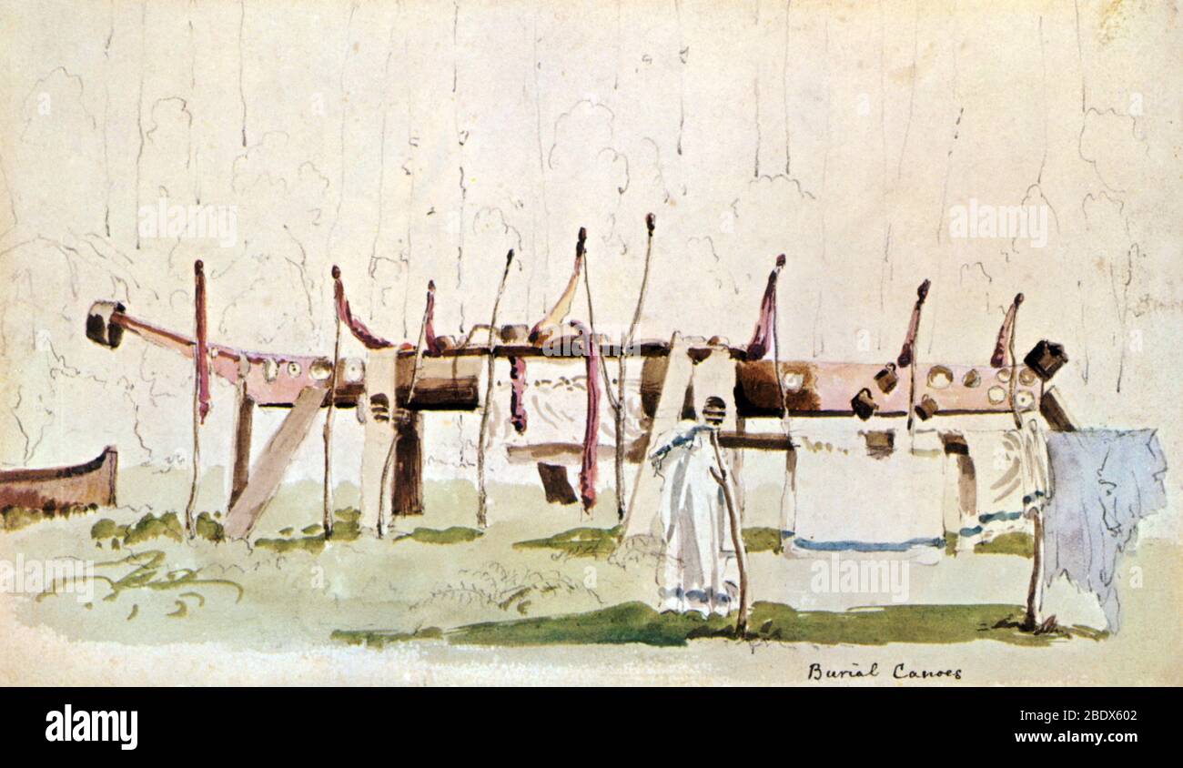 Canoë Burial indien de Cowlitz Banque D'Images