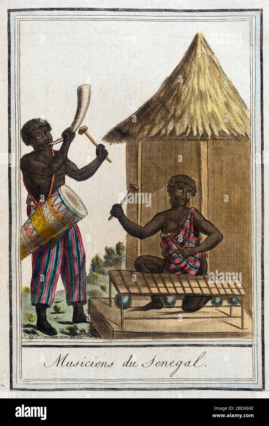 Afrique de l'Ouest, musiciens du Sénégal, 1797 Banque D'Images