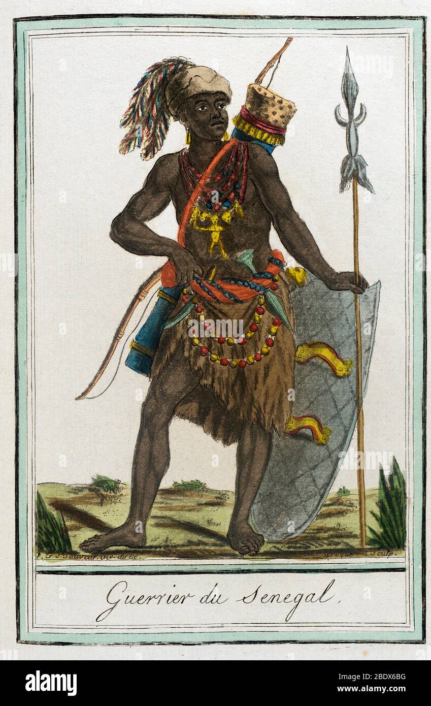 Afrique de l'Ouest, Sénégal Warrior, 1797 Banque D'Images