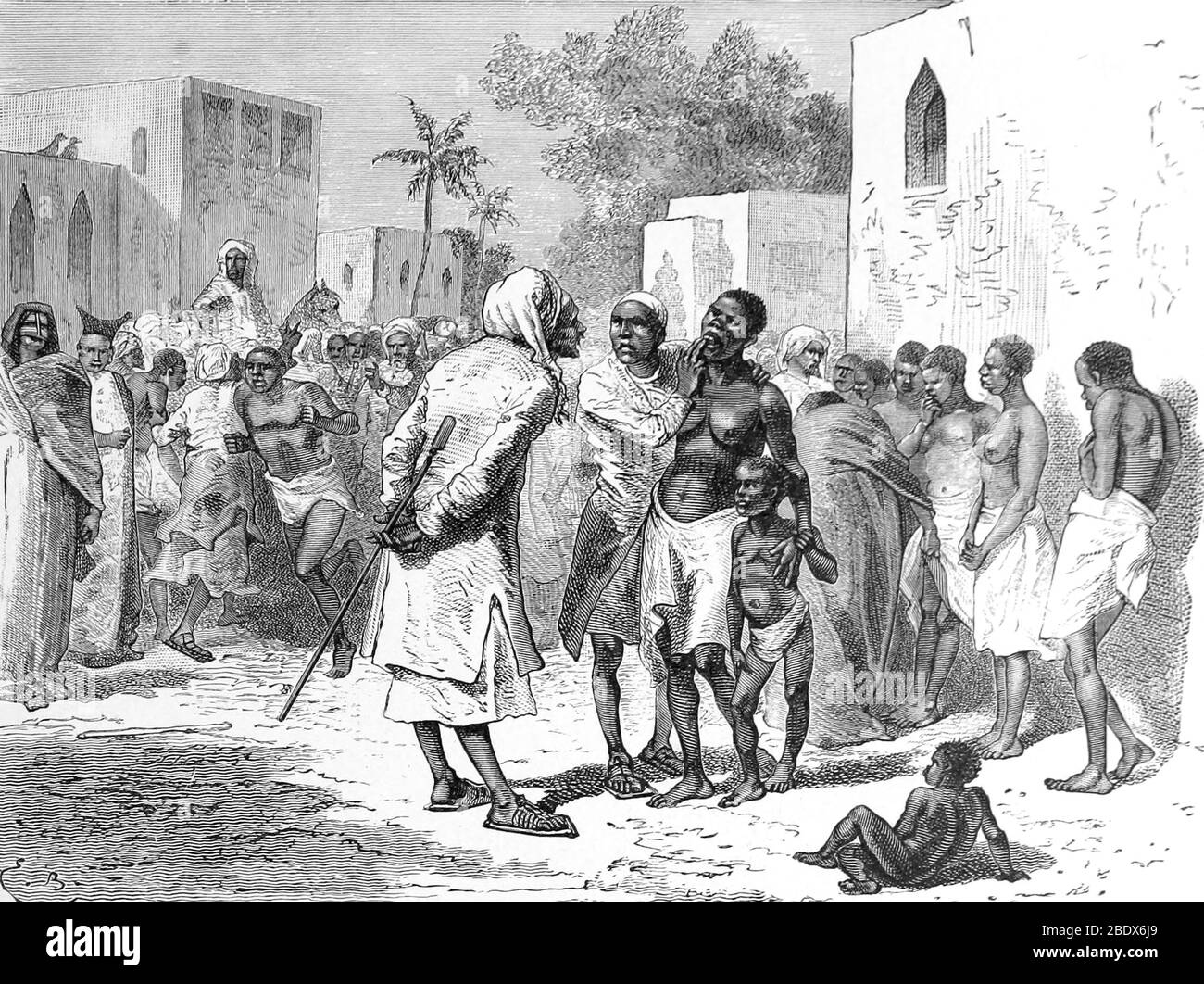 Afrique de l'est, Zanzibar Slave Market, 19ème siècle Banque D'Images