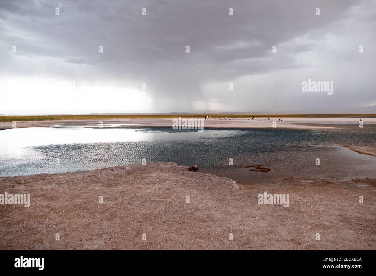 Nuages de tempête au-dessus du lagon de Cejar, San Pedro de Atacama, Désert d'Atacama, Chili Banque D'Images