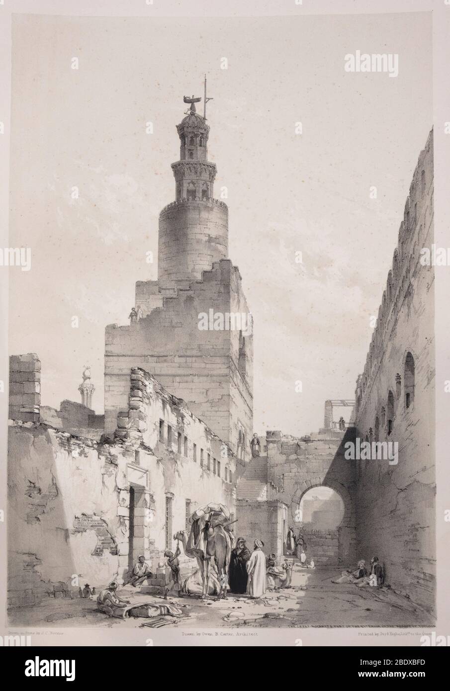 Minaret de la mosquée d'Ibn Tulun, Robert Hay, illustrations du Caire, Londres, 1840 Banque D'Images
