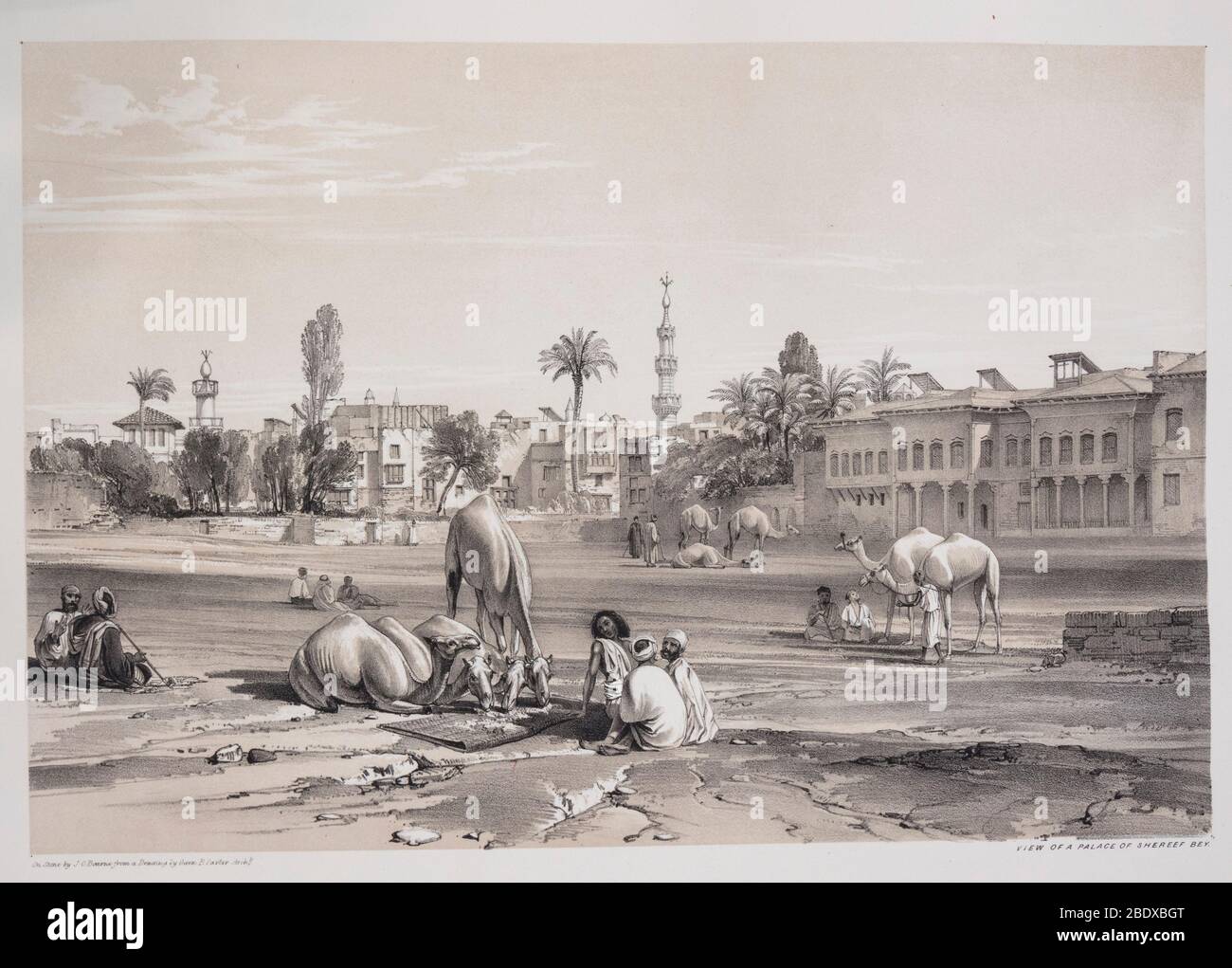 Vue sur un palais de Shereef Bey, Robert Hay, illustrations du Caire, Londres, 1840 Banque D'Images