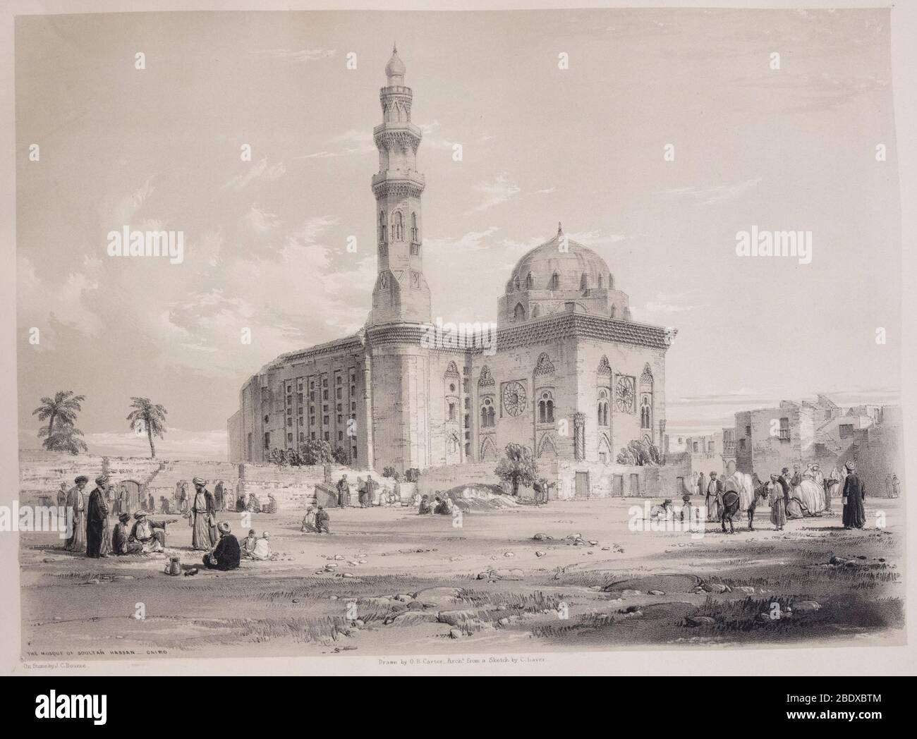 Complexe du Sultan Hasan, Robert Hay, illustrations du Caire, Londres, 1840 Banque D'Images