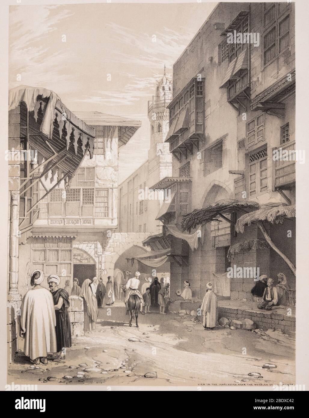 Vue dans le Jemaleeyeh, près du wekaleh de zu-l-Fakar, Robert Hay, illustrations du Caire, Londres, 1840 Banque D'Images