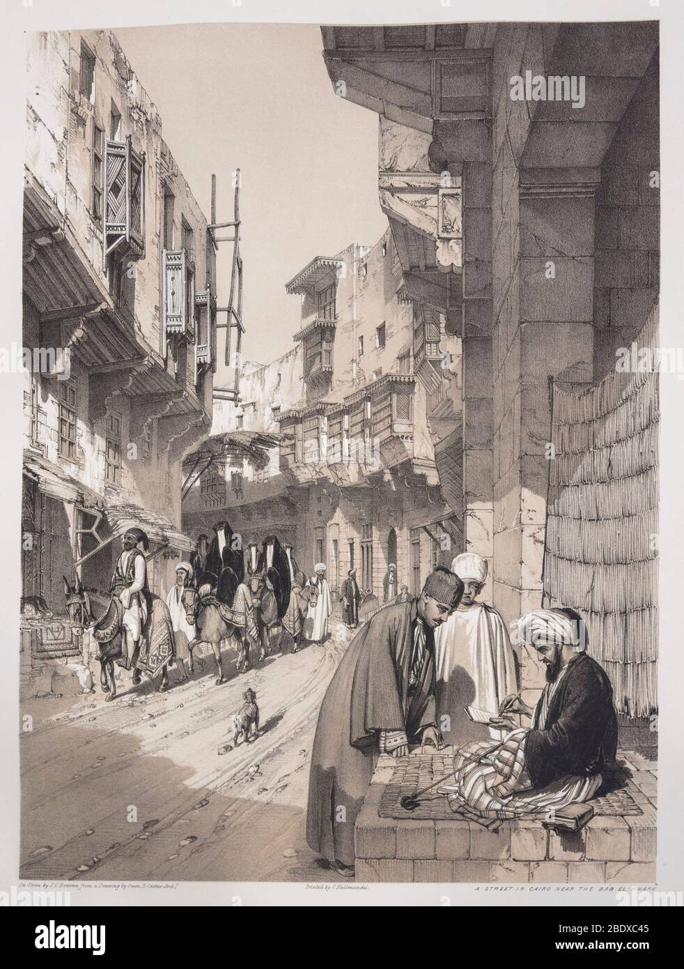 Une rue au Caire près du Bab al-Khark, Robert Hay, illustrations du Caire, Londres, 1840 Banque D'Images