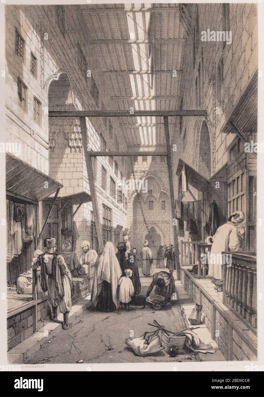 Khan el-Khaleelee, Robert Hay, illustrations du Caire, Londres, 1840 Banque D'Images