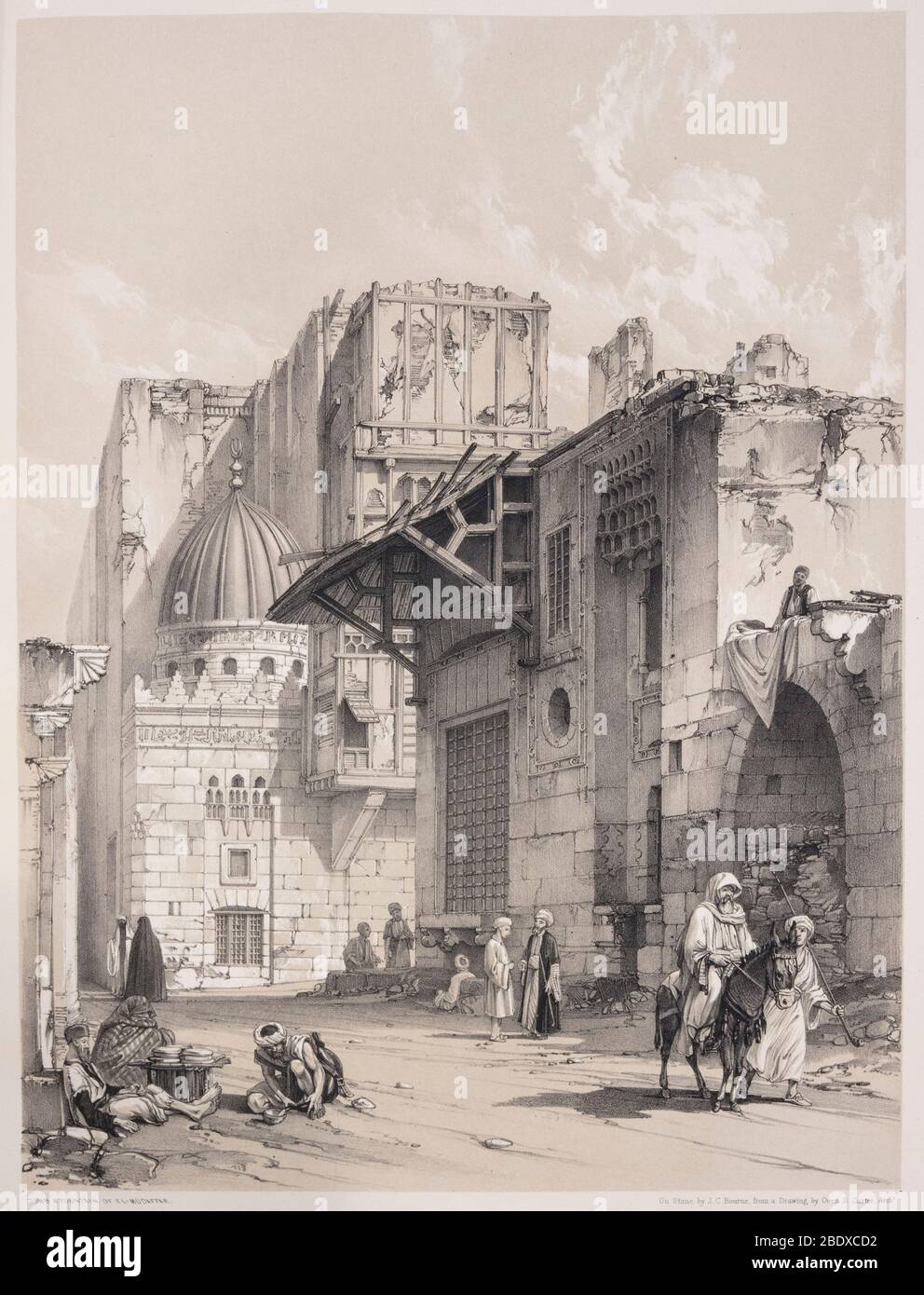 Tombeau et fontaine d'el-Mudaffar, Robert Hay, illustrations du Caire, Londres, 1840 Banque D'Images