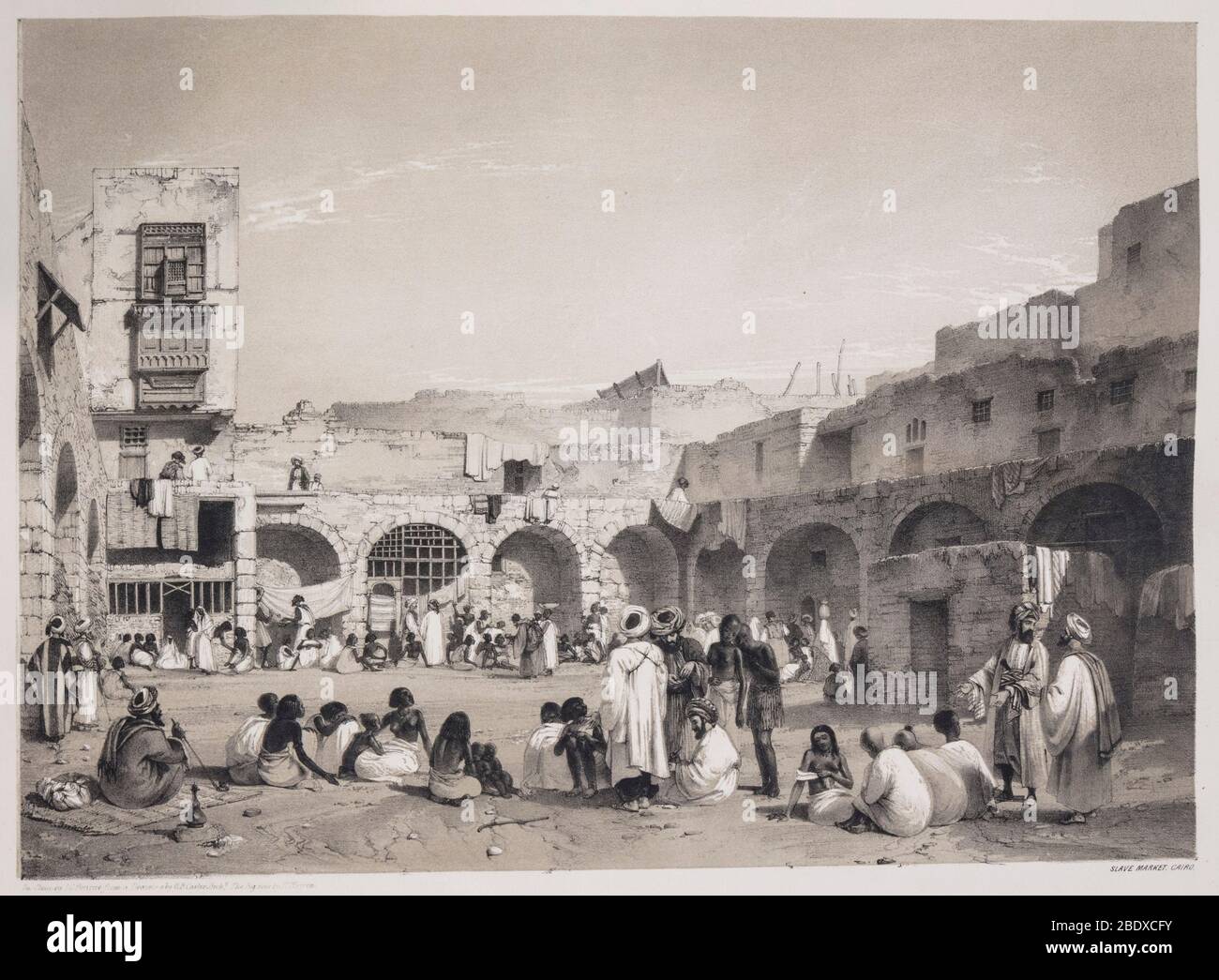 Le marché des esclaves, Robert Hay, illustrations du Caire, Londres, 1840 Banque D'Images