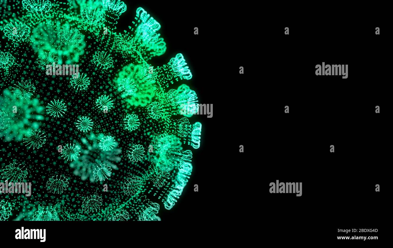 Concept de coronavirus. Image abstraite de la cellule virale de la grippe COVID-19 sous le microscope. Banque D'Images