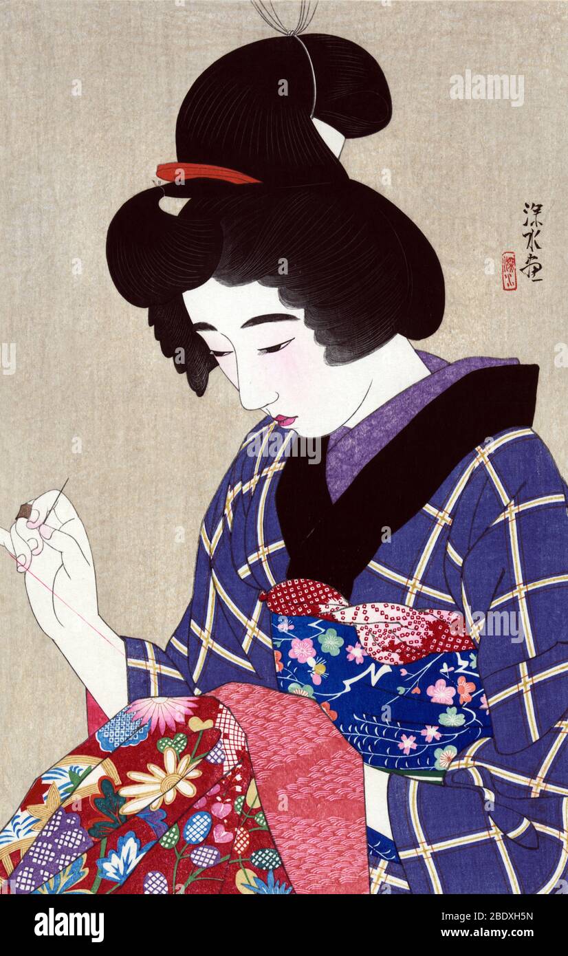 Femme japonaise couture, XXe siècle Banque D'Images