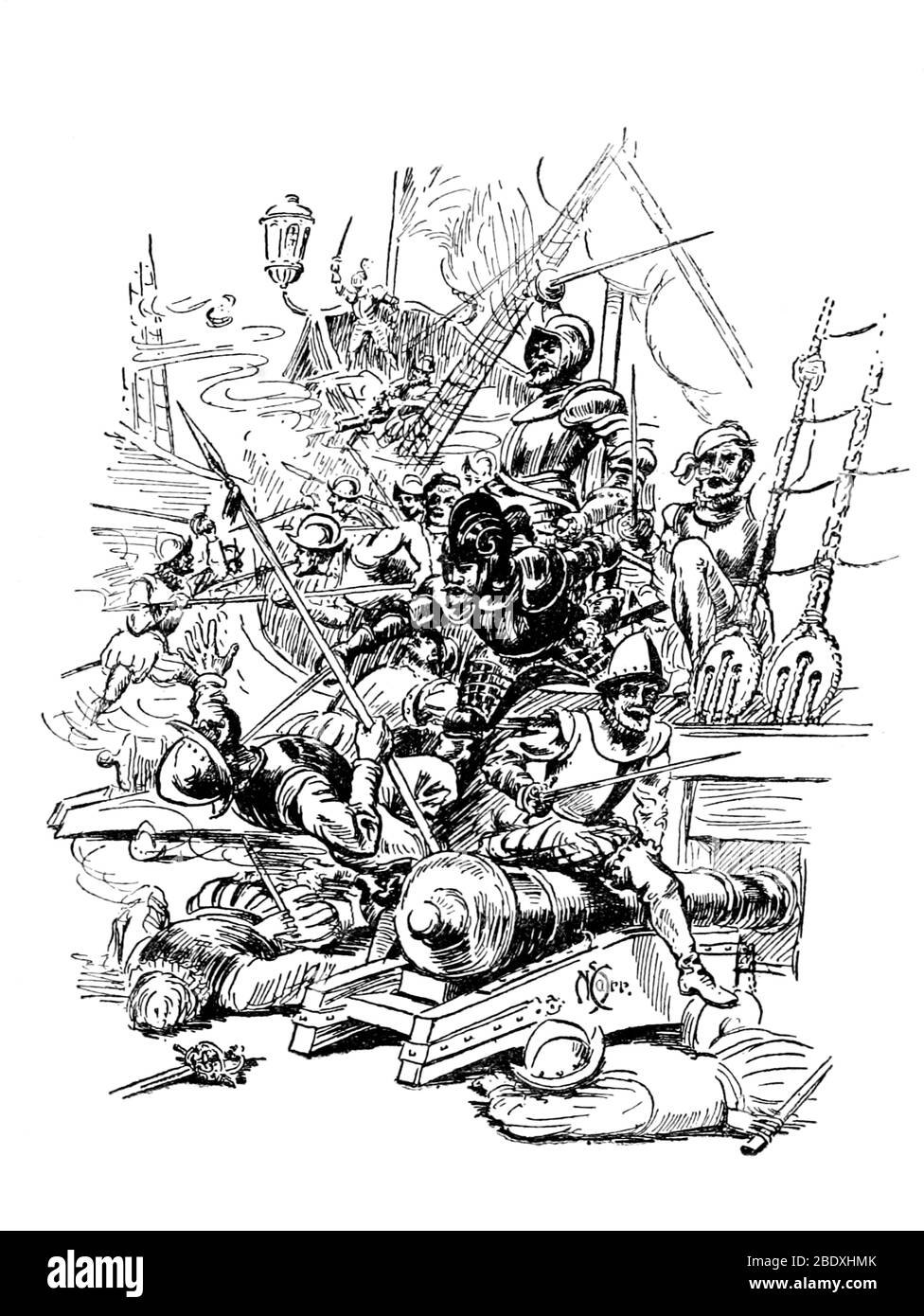 Marine royale embarquement navire ennemi Banque D'Images