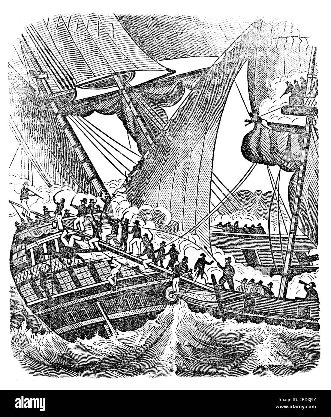 Le pirate français Jean Lafitte et son équipage envahissent le navire Banque D'Images
