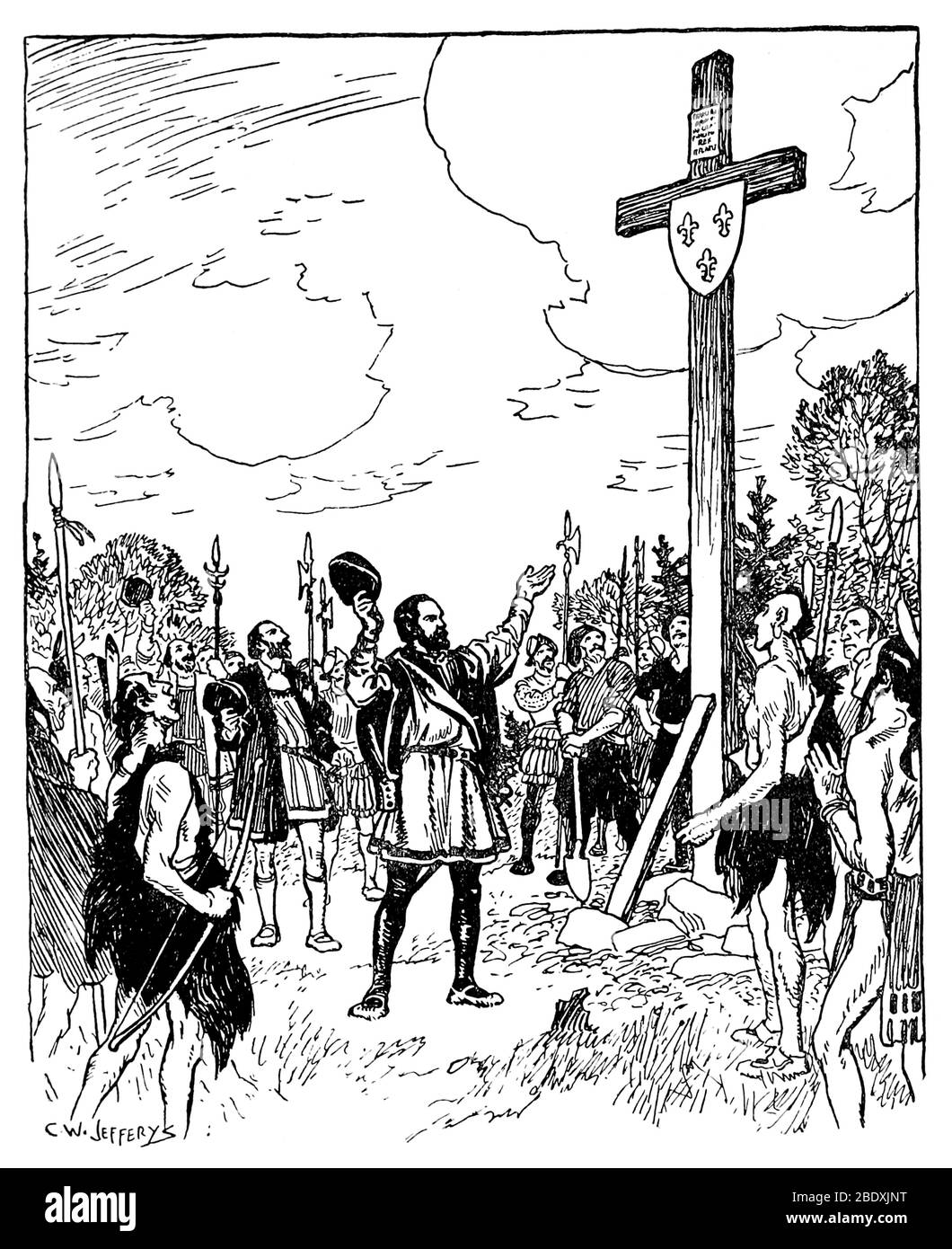 Jacques Cartier demande au Canada pour la France, 1534 Banque D'Images