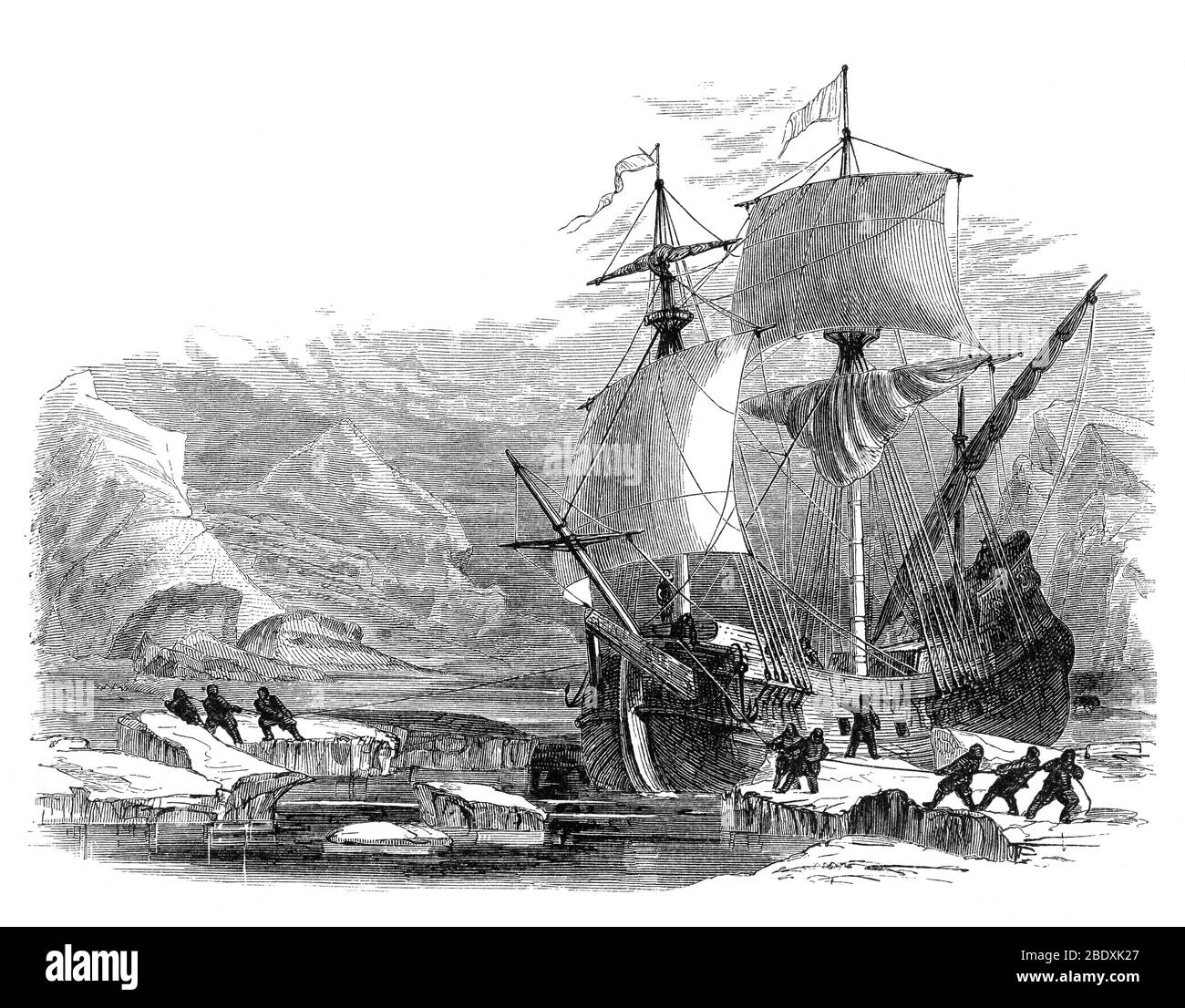 Willem Barentsz, expédition piégée dans la glace arctique, 1596 Banque D'Images