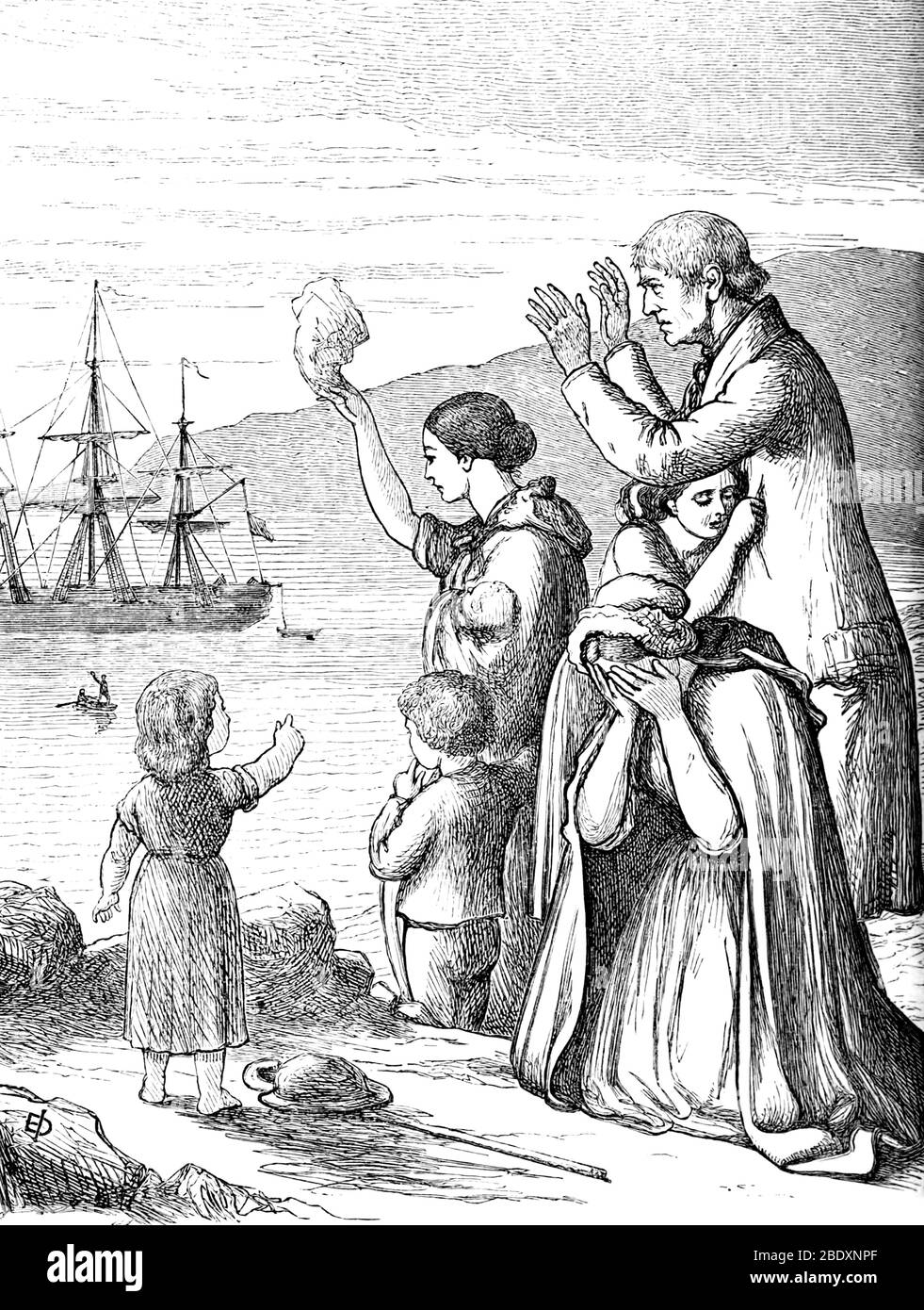 La Grande famine, l'adieu des émigrants, XIXe siècle Banque D'Images