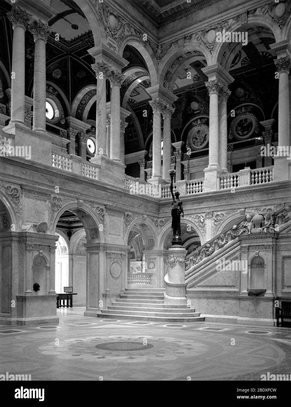 Bibliothèque du Congrès, Grand escalier, 1900 Banque D'Images