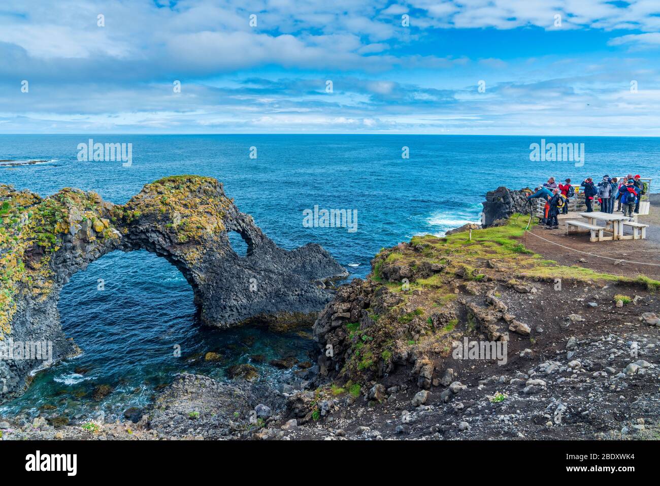 Gatklettur, Arnarstapi, péninsule de Snaefellsnes, Islande Banque D'Images