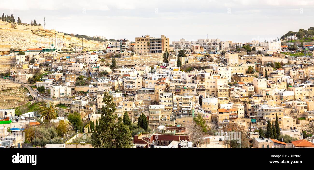Vue aérienne de la vieille ville de Jérusalem. Israël Banque D'Images