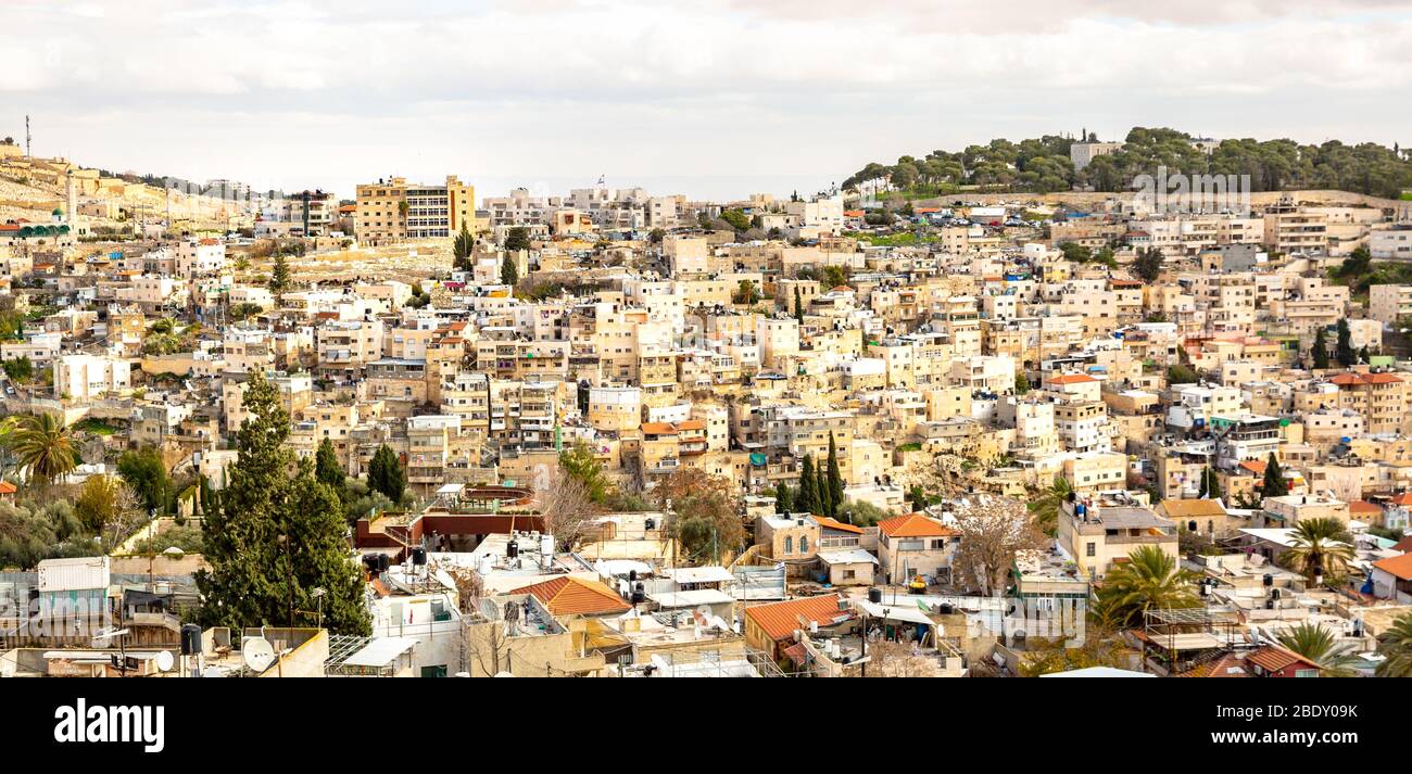 Vue aérienne de la vieille ville de Jérusalem. Israël Banque D'Images