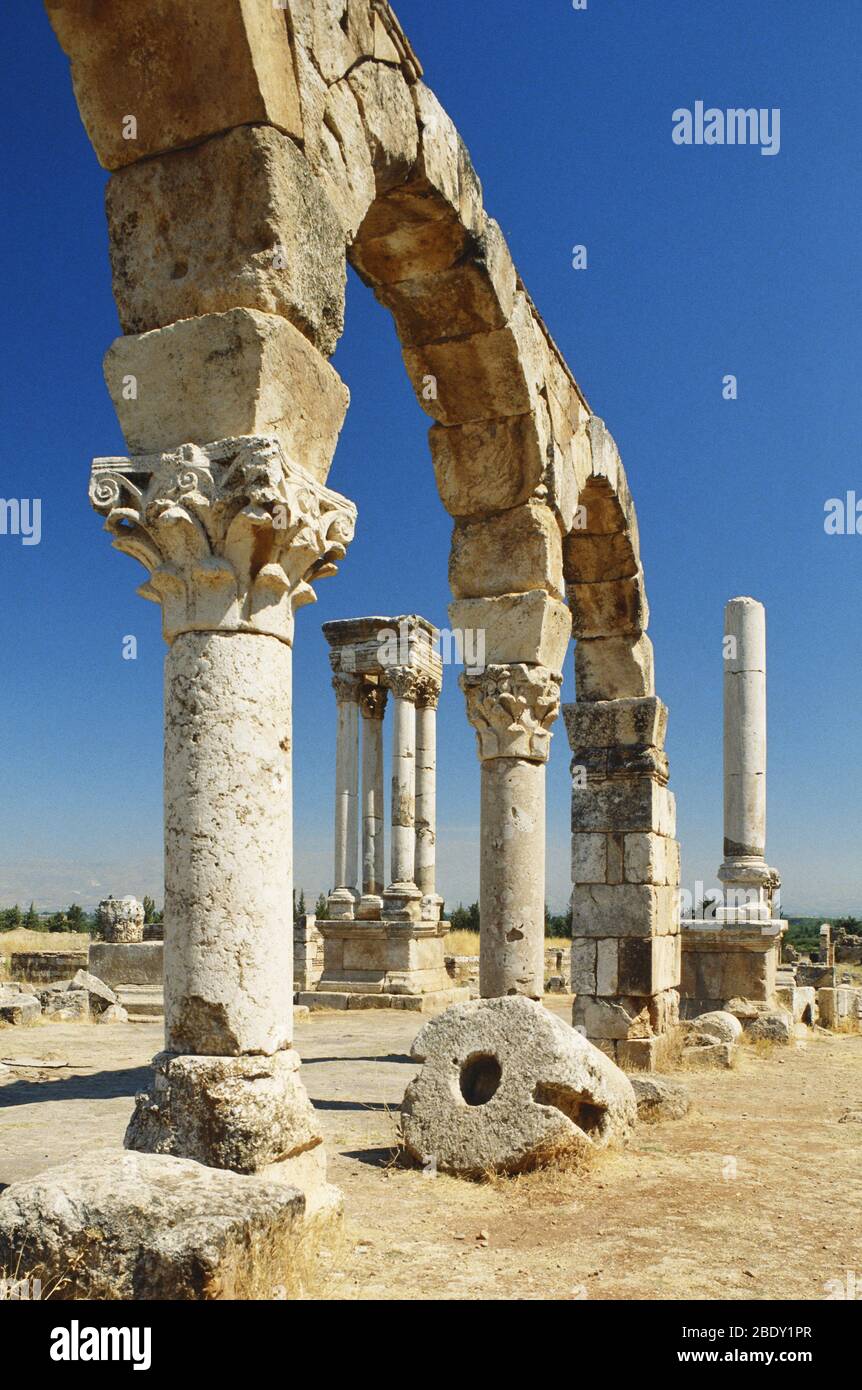 Ruines omeyyades, Anjar, Liban Banque D'Images