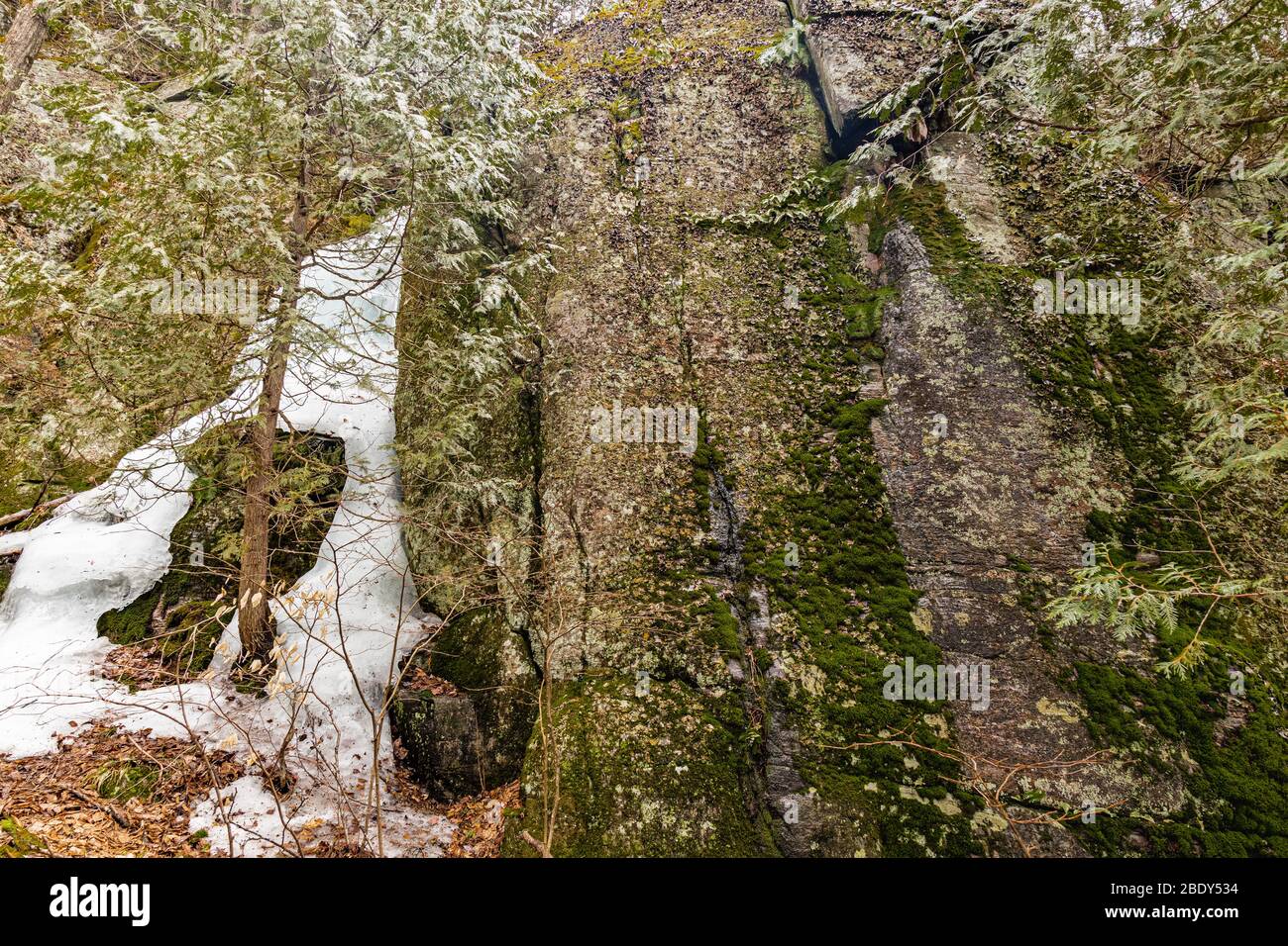 Parc national de la Péninsule-Bruce, Grotto & Indian Head Cove Parc national Fathon Five Tobermory Ontario Canada en hiver Banque D'Images