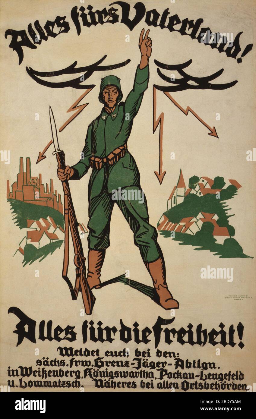 Première Guerre mondiale, affiche de recrutement allemande, 1918 Banque D'Images