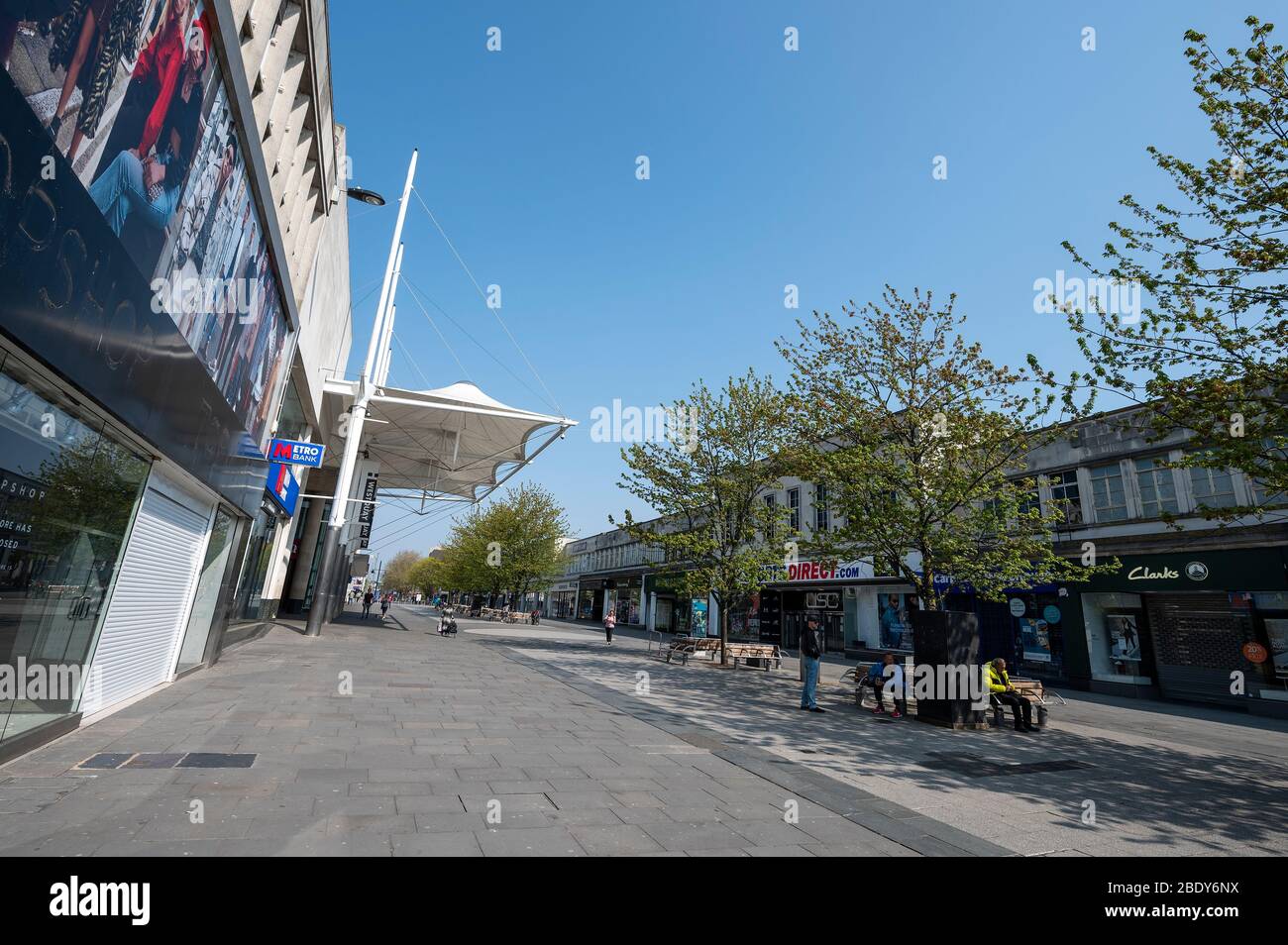 Les rues vides du centre-ville de Southampton le vendredi 2020 durant le verrouillage de Coronavirus. Banque D'Images