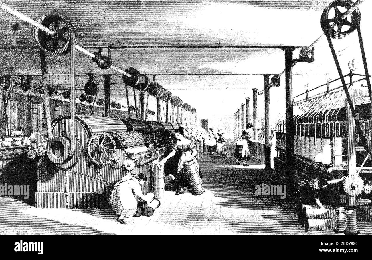 Châssis de dessin et moteur de cardage, 1835 Banque D'Images