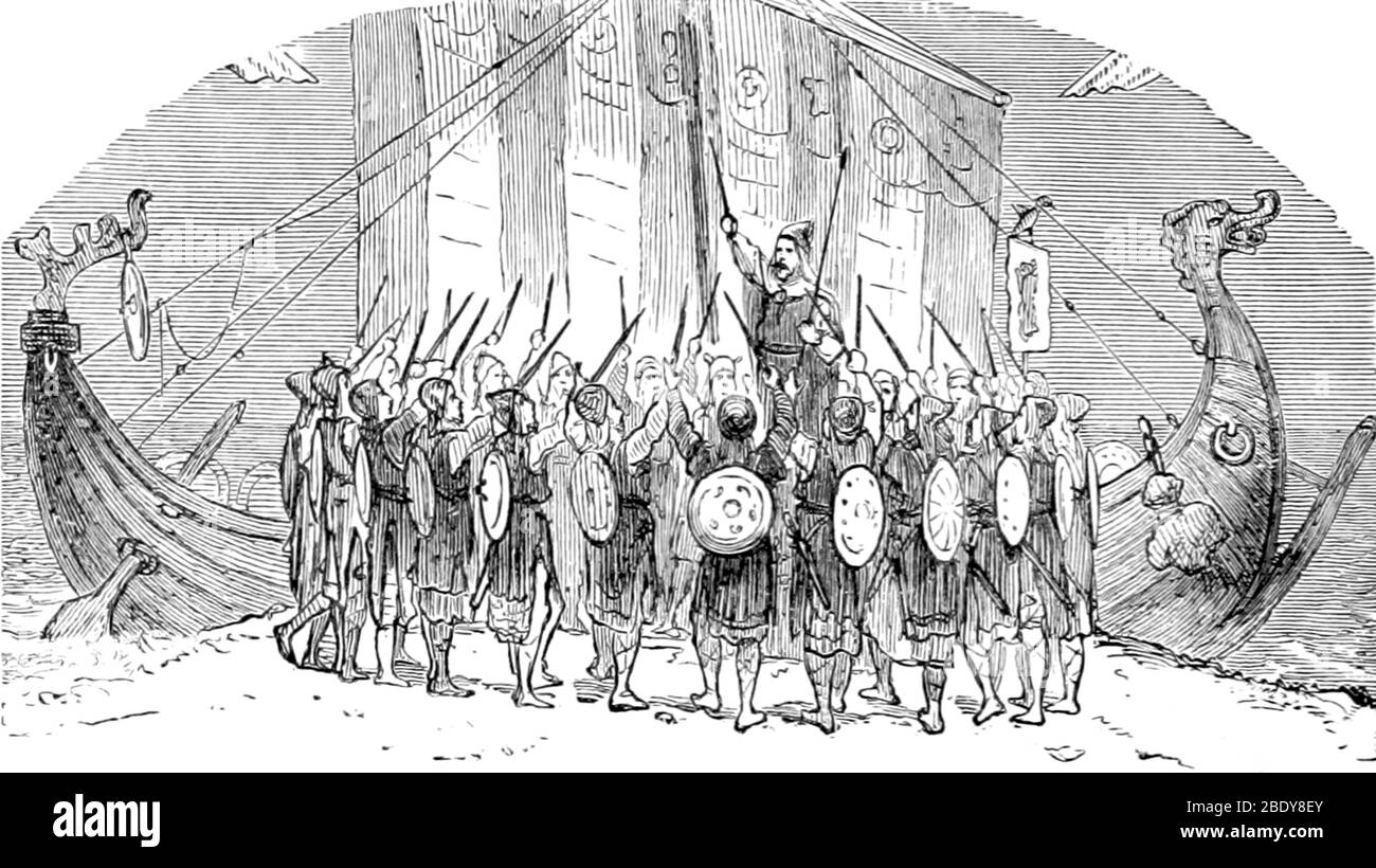 Vikings se prépare à mettre la voile Banque D'Images