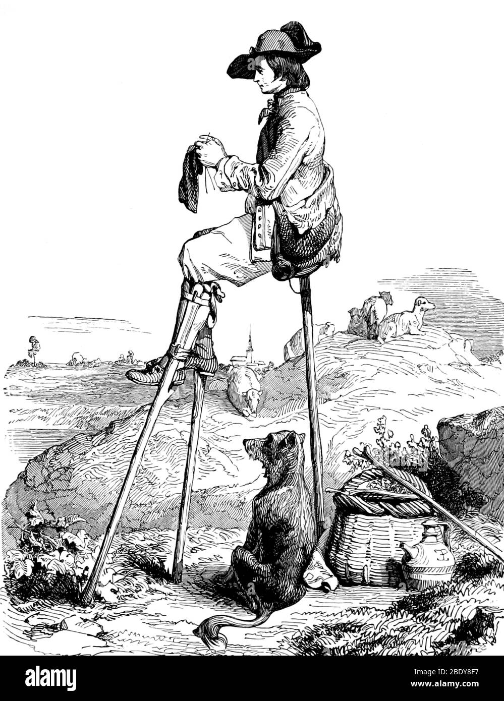 Landes Shepherd, Géographie de la fée des enfants Banque D'Images