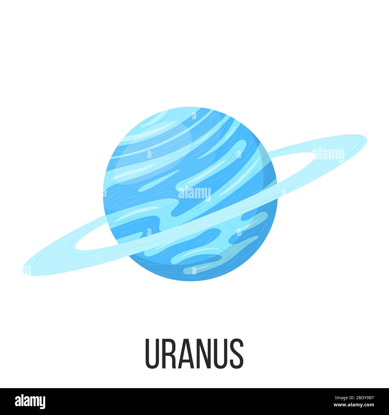 Planète Uranus isolée sur fond blanc. Planète du système solaire. Illustration vectorielle de style dessin animé pour n'importe quel modèle. Illustration de Vecteur