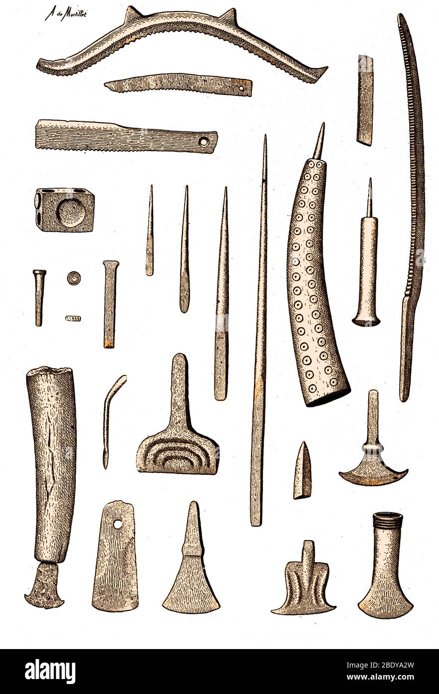 Outils de l'âge de bronze tardif, illustration Banque D'Images