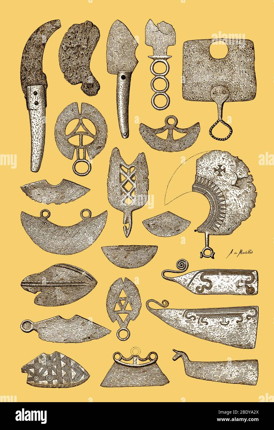 Illustration des rasoirs d'âge de bronze Banque D'Images