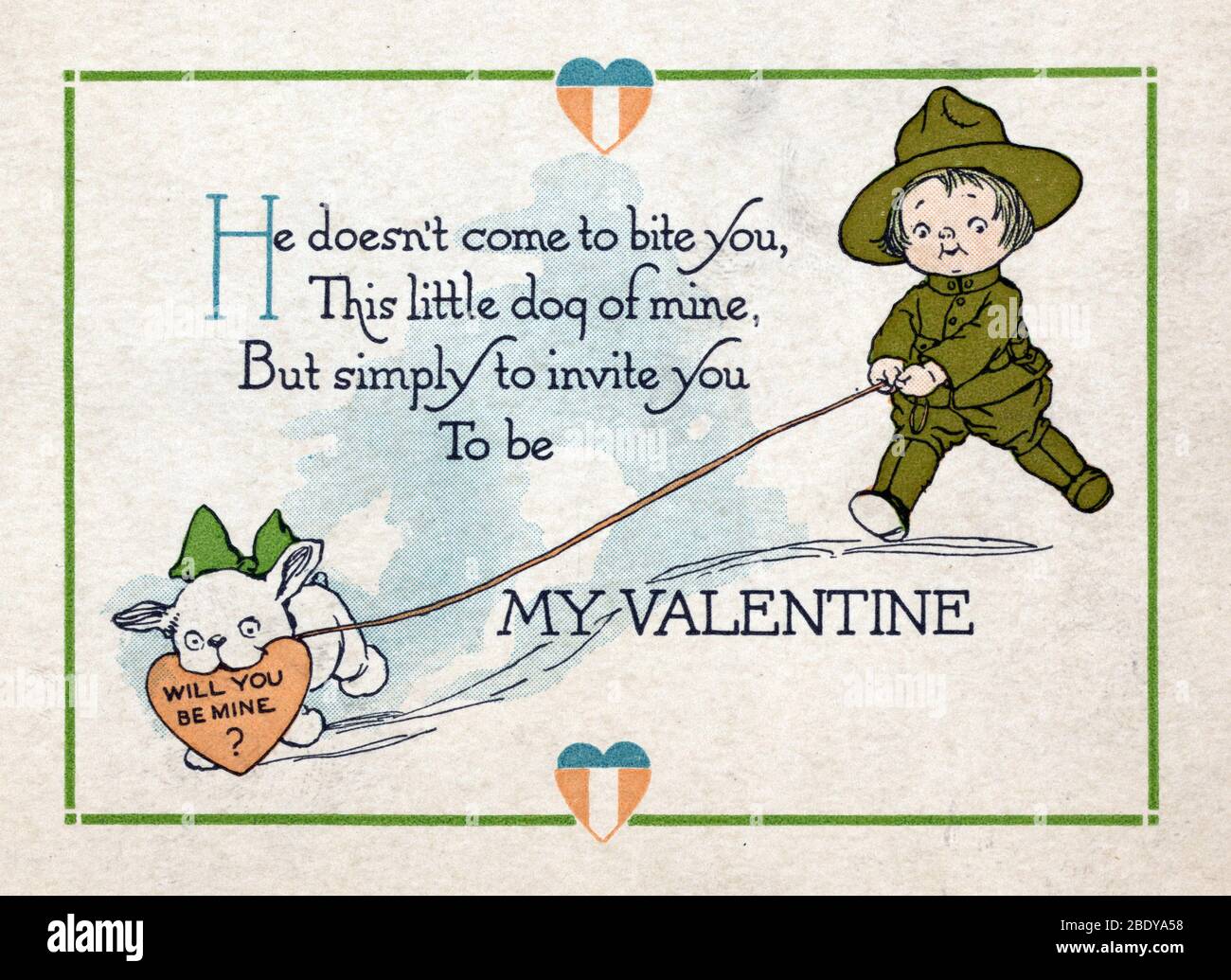 Première Guerre mondiale, « serez-vous la mine ? », carte de Saint-Valentin, 1919 Banque D'Images