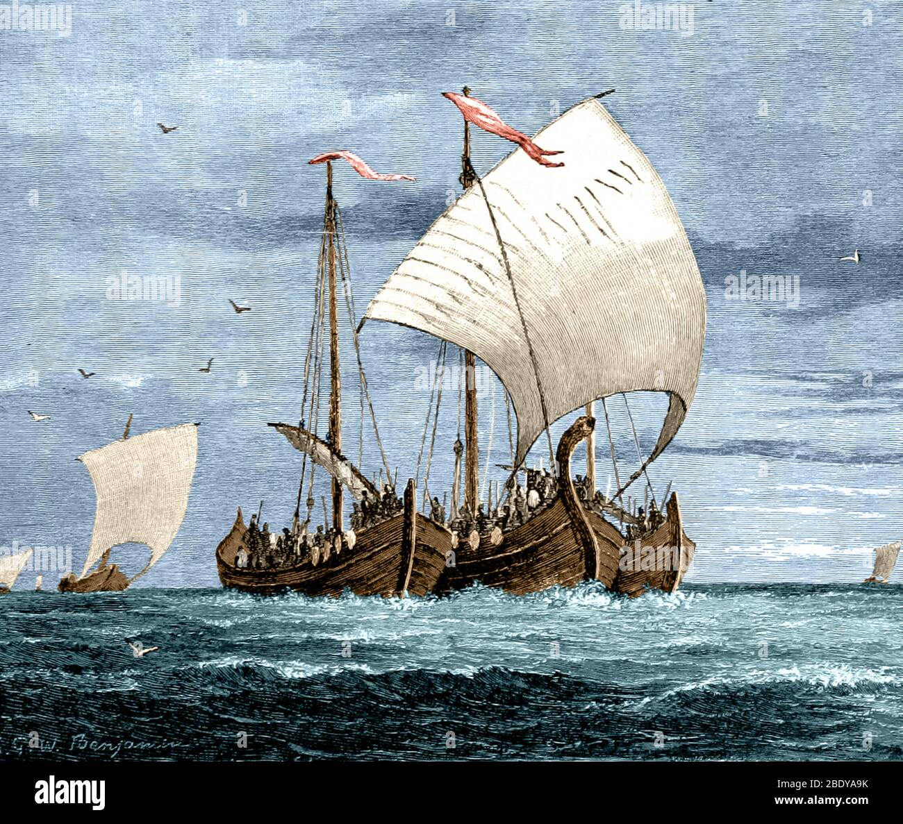 Vikings traverse la mer du Nord Banque D'Images