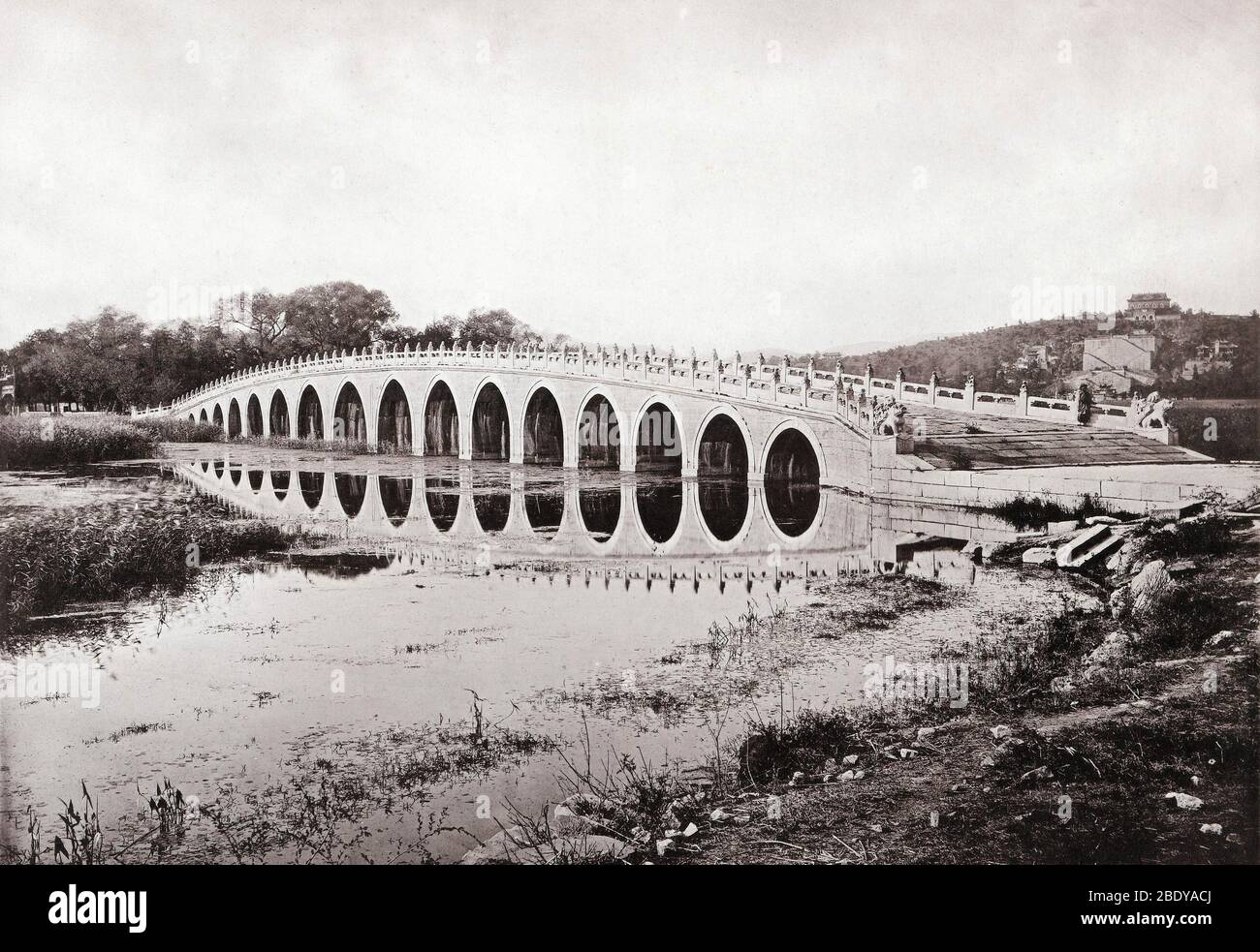 Super pont en marbre, Yuan Ming Yuan, Chine Banque D'Images