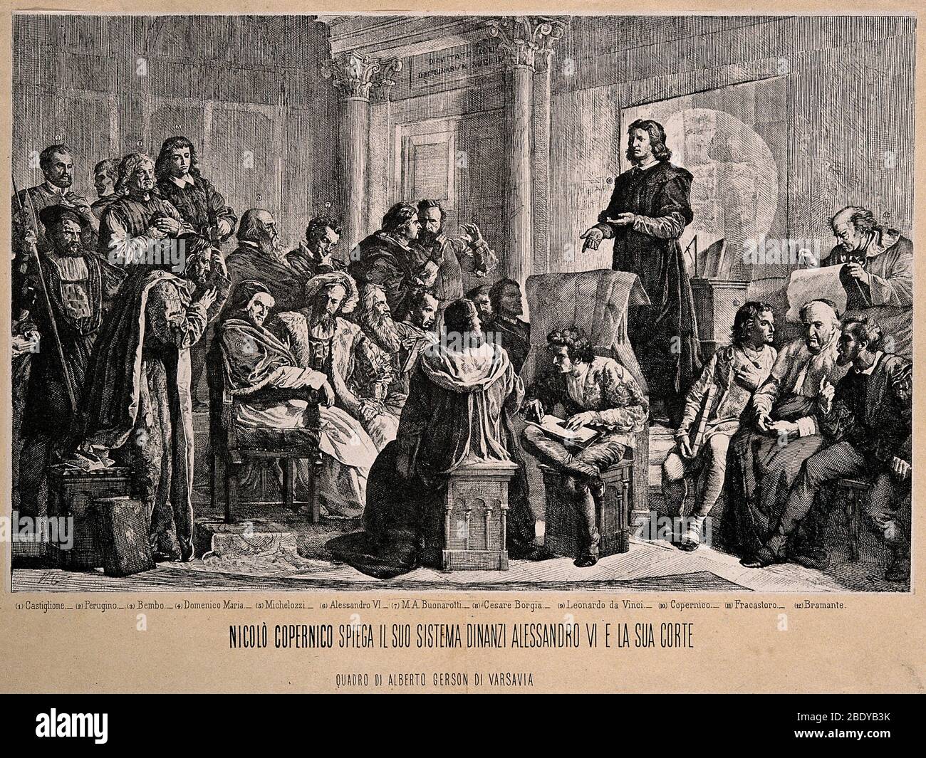 Copernicus expliquant son système planétaire Banque D'Images