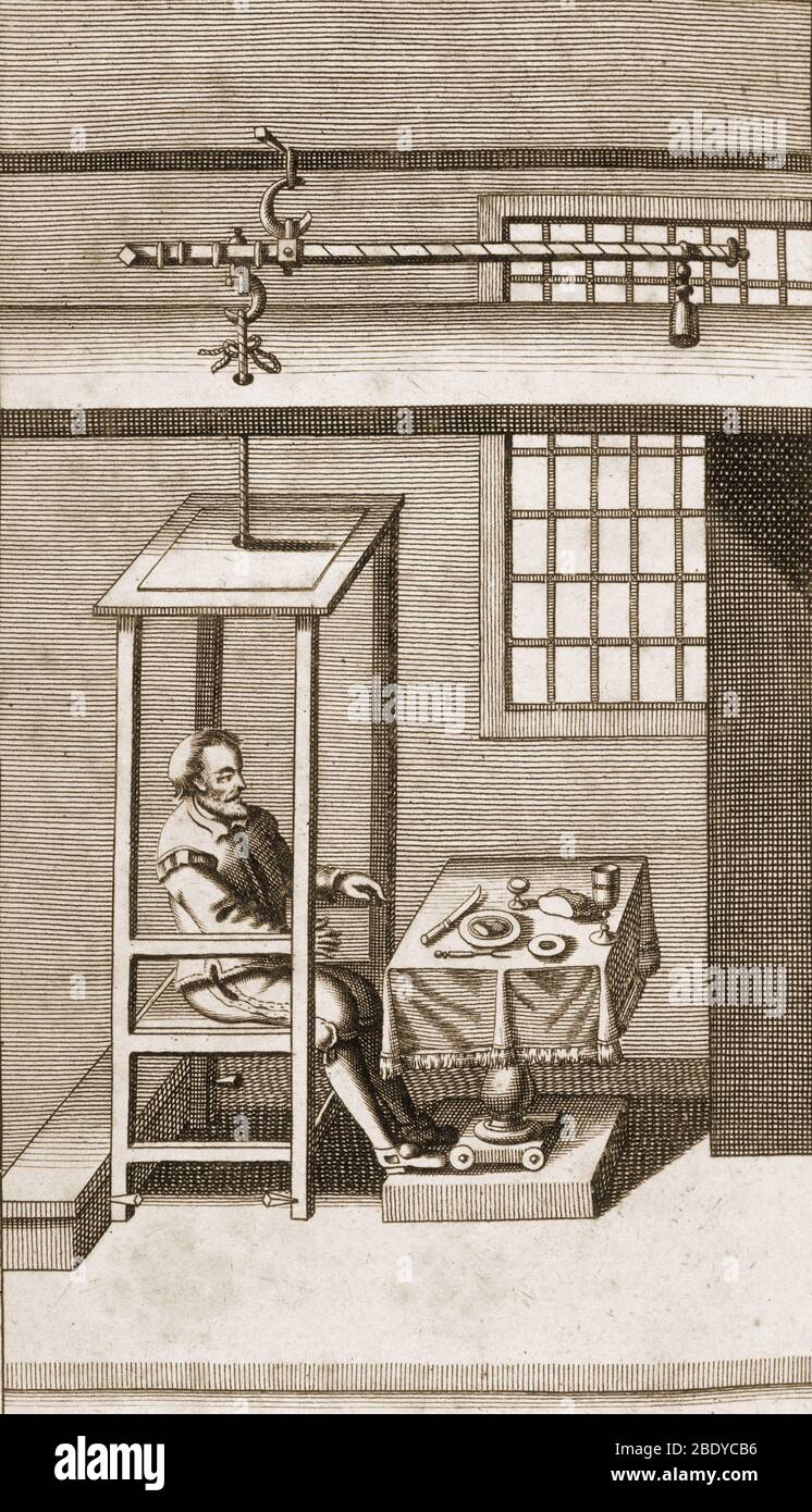 Santorio à Weighing Président, XVIIe siècle Banque D'Images