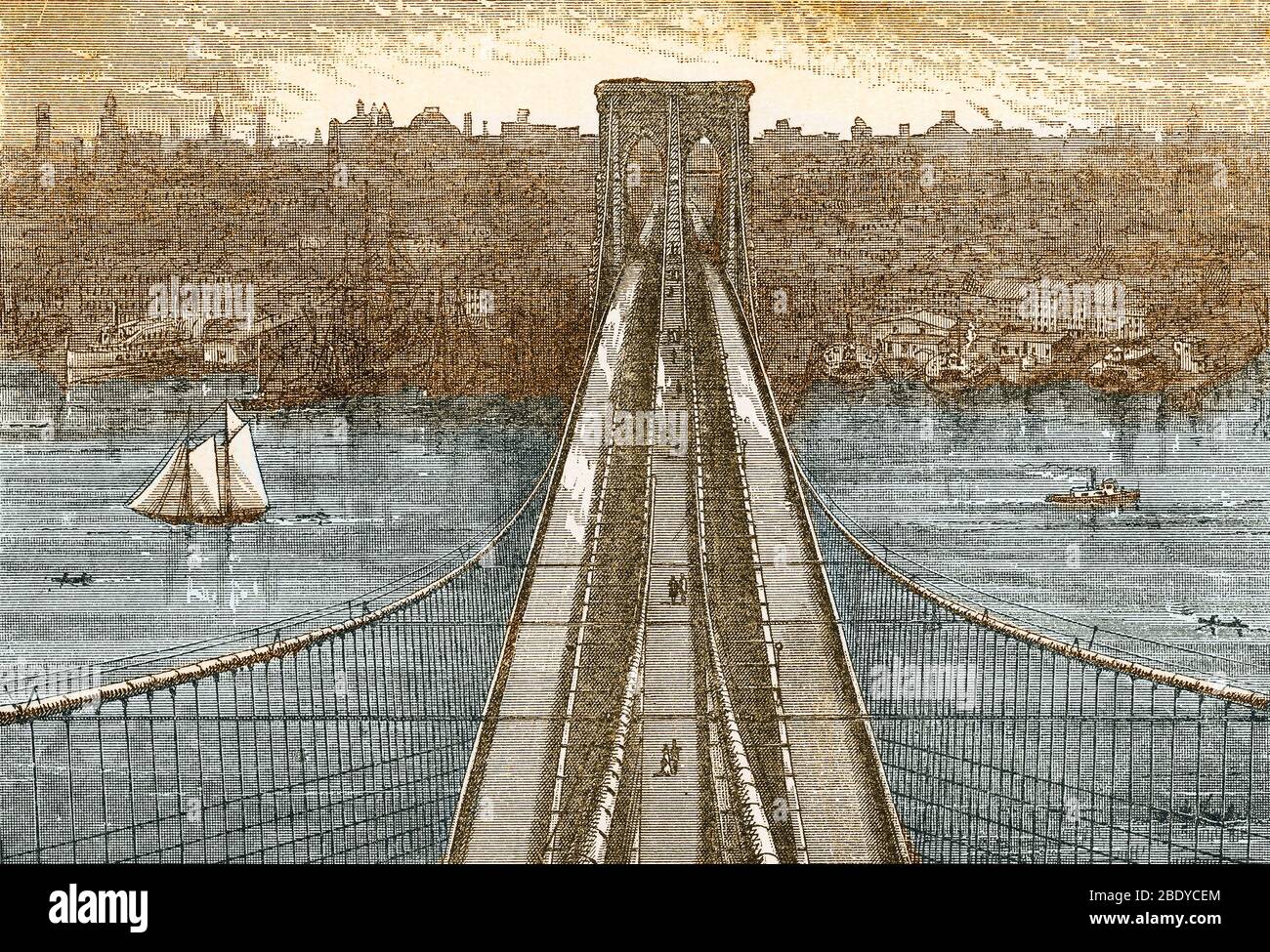 New York, pont de Brooklyn, 1883 Banque D'Images