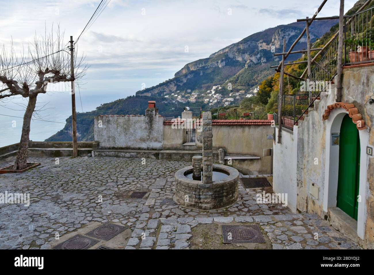 Vue panoramique sur la côte amalfitaine, Italie Banque D'Images