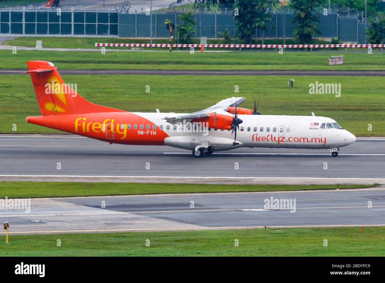 Changi, Singapour – 29 janvier 2018 : avion Firefly ATR 72 à l'aéroport de Changi (NAS) à Singapour. Banque D'Images