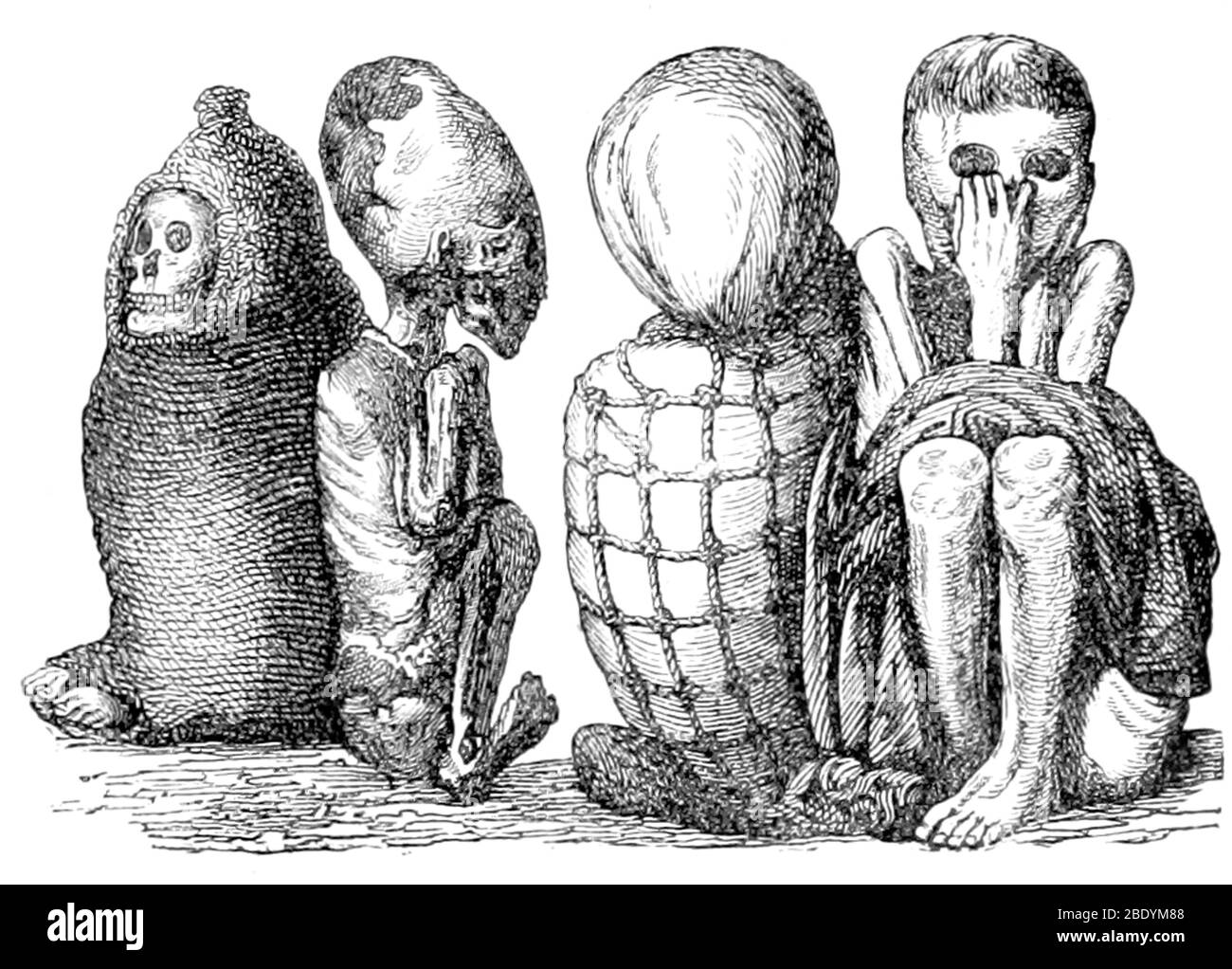 Ichma assis Mummies, pré-incan Banque D'Images