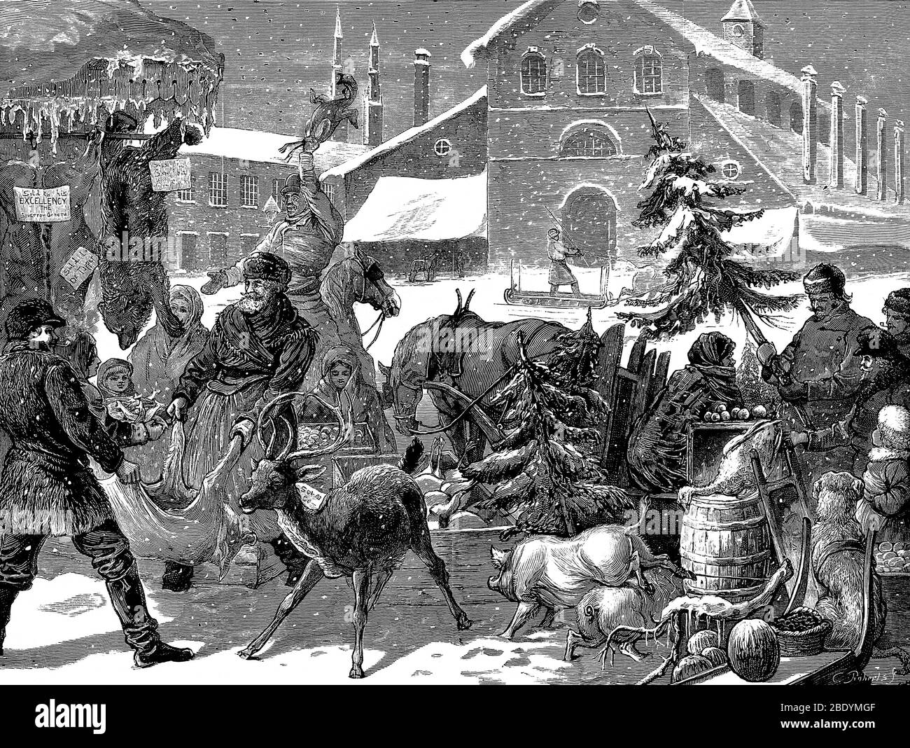 Vœux de la saison, joyeuses vacances, XIXe siècle Banque D'Images