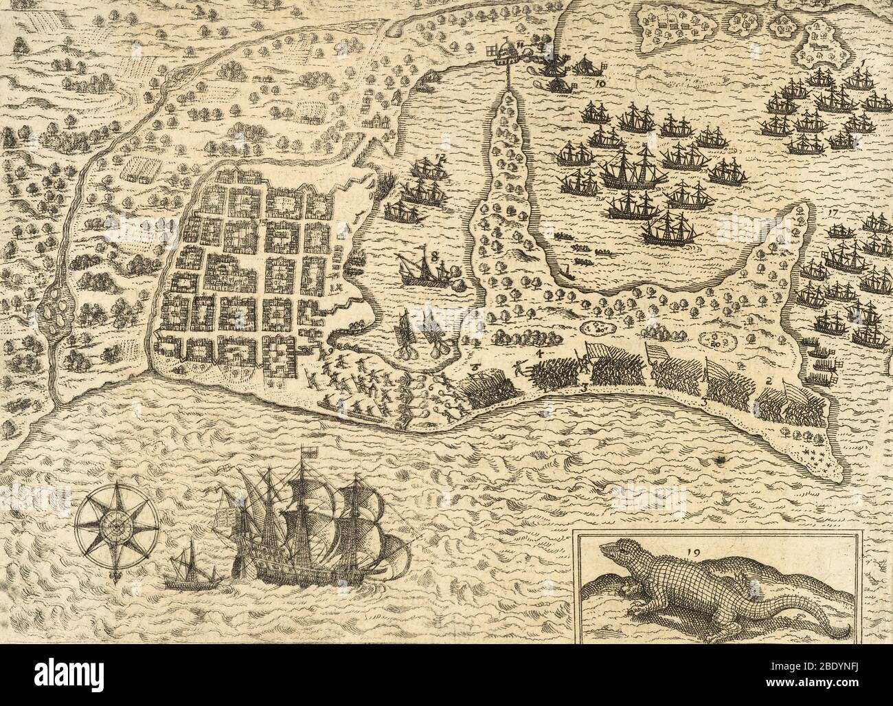 Francis Drake, capture de Carthagène, 1586 Banque D'Images