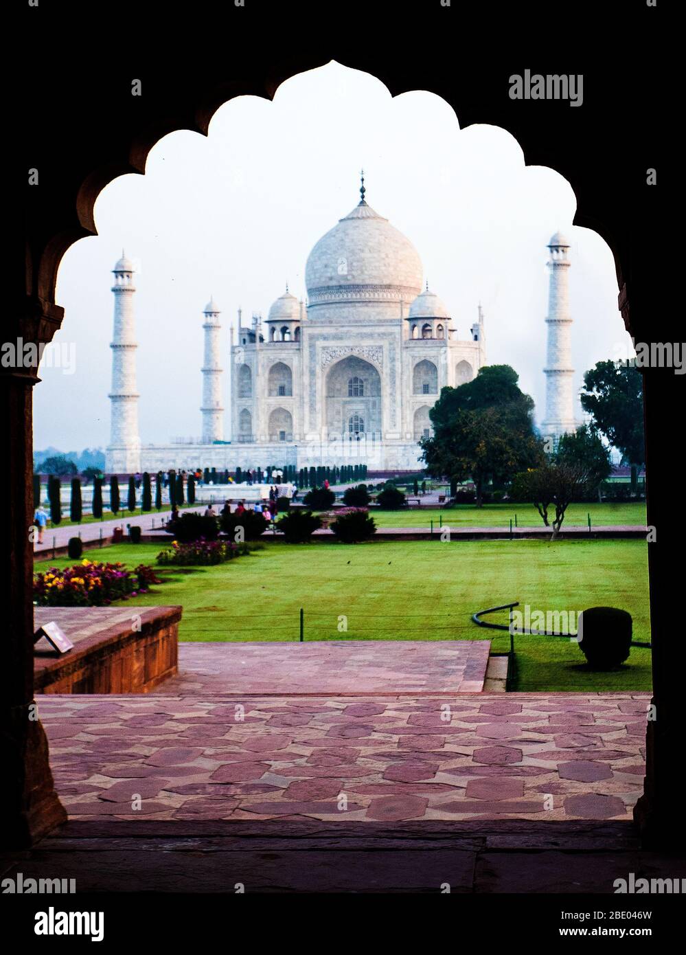 Extérieur du Taj Mahal, Agra, Uttar Pradesh, Inde Banque D'Images